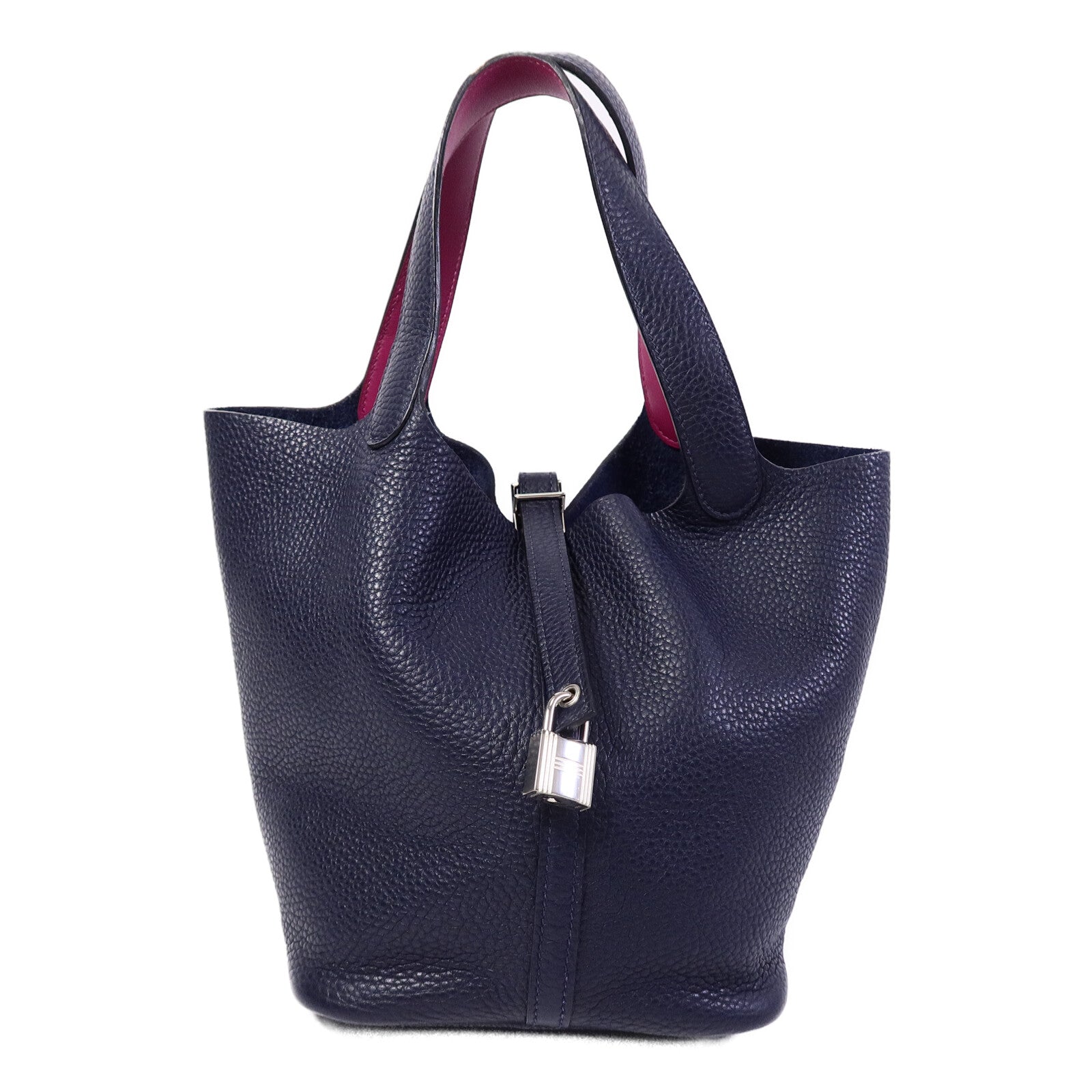 HERMES Clemence皮革Picotin MM扣手挽袋Bleu Nuit