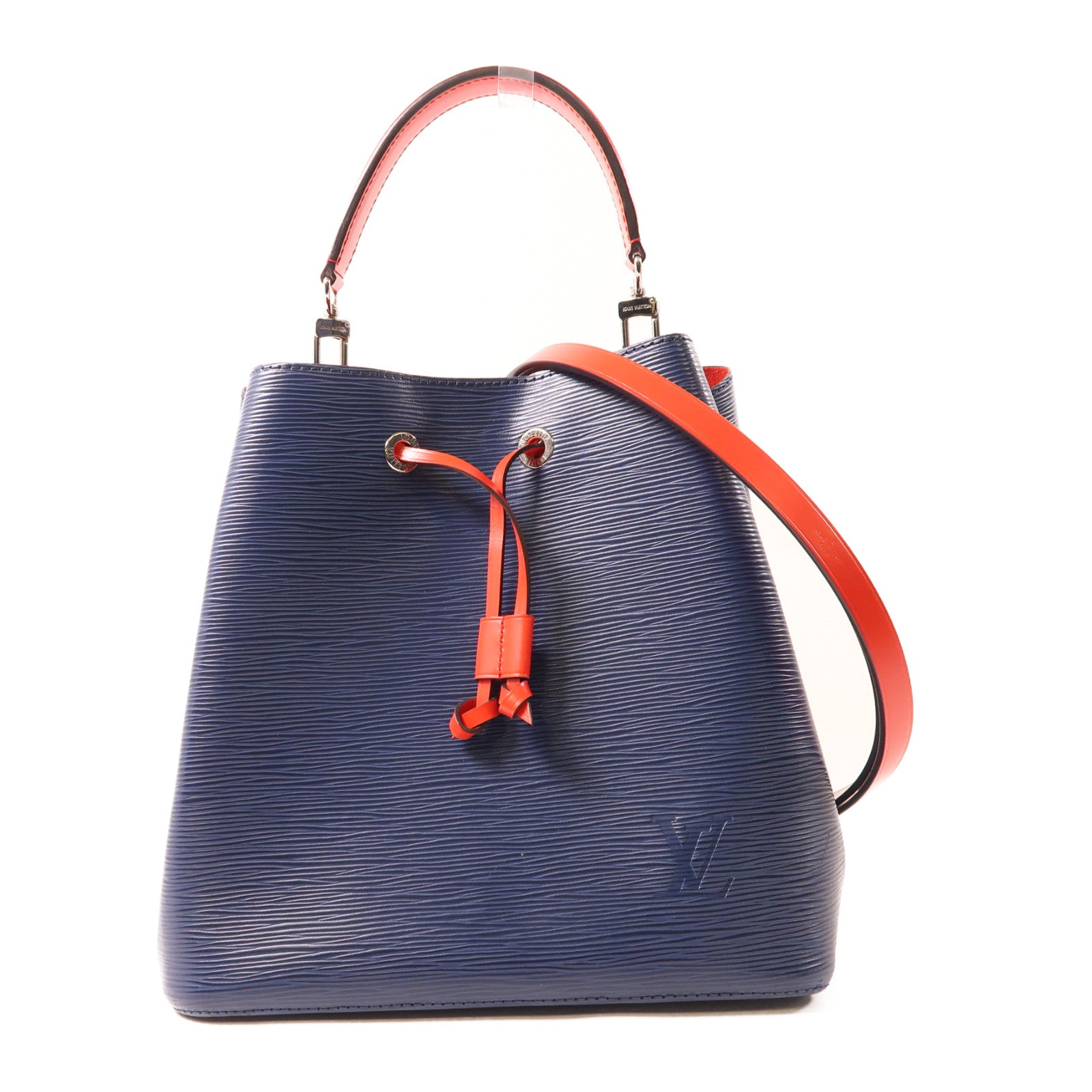 LOUIS VUITTON Epi NeoNoe銀扣手挽肩背兩用袋深藍色/紅色