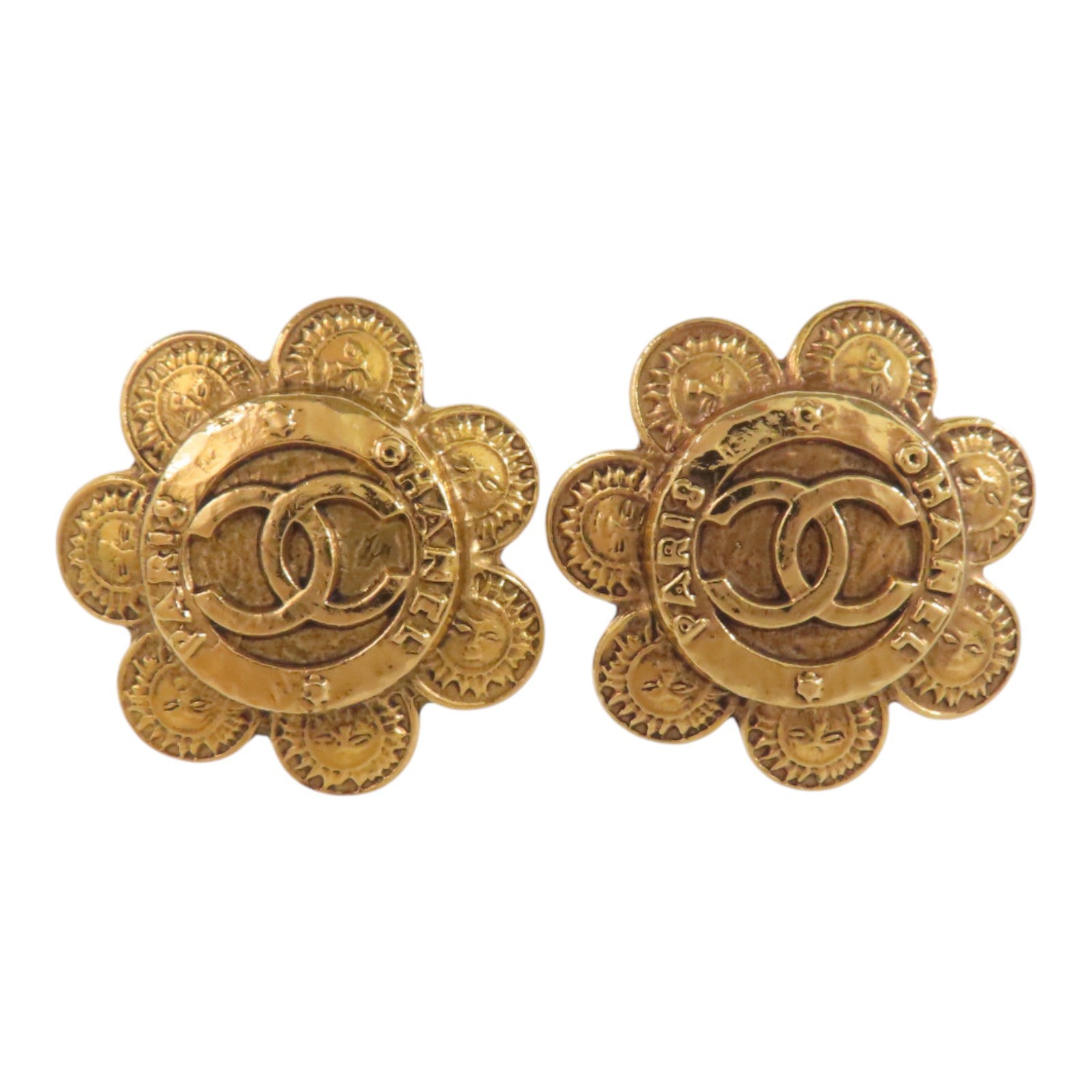 CHANEL 金屬Vintage Flower Earring金扣耳環
