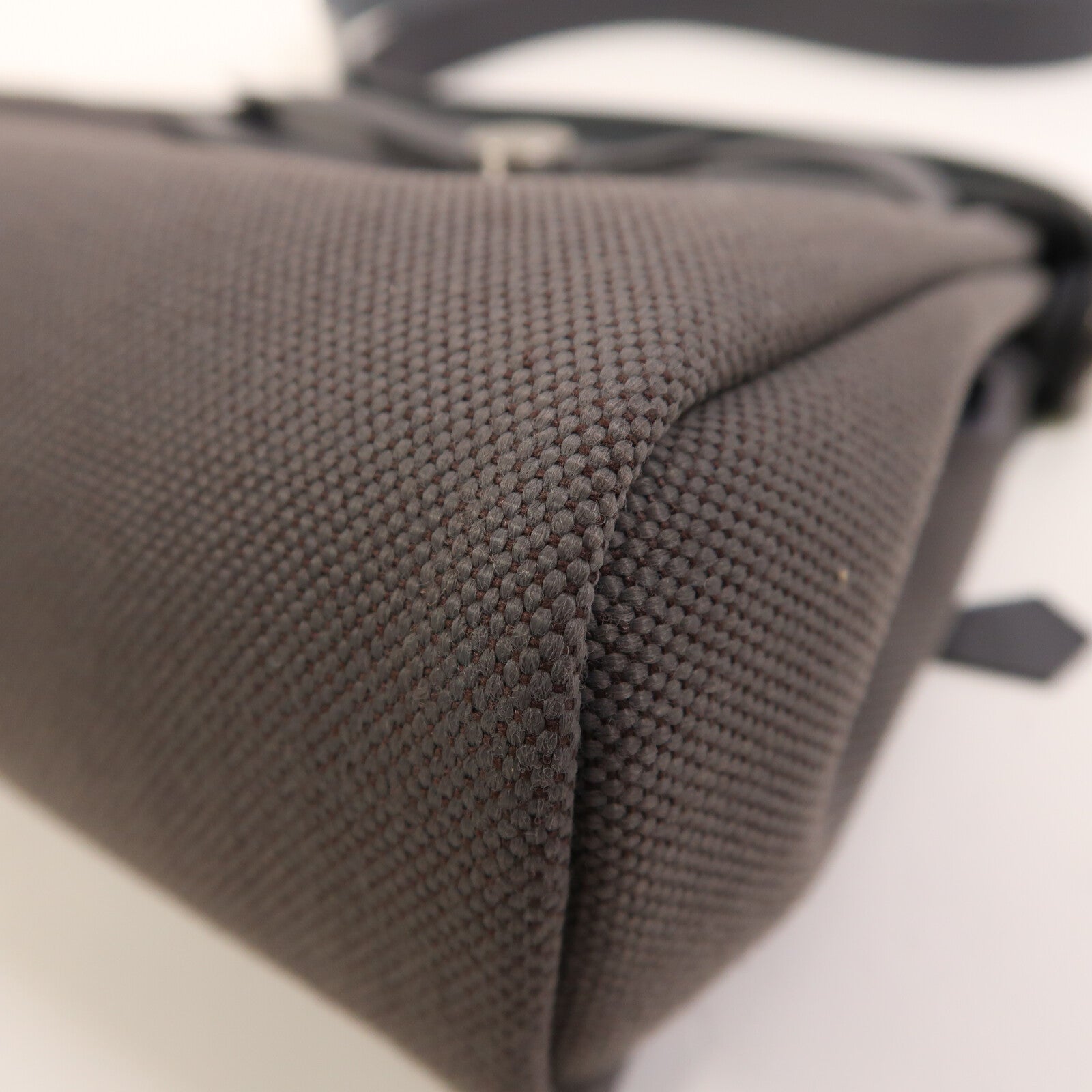 HERMES 帆布Mini Herbag銀扣肩背袋Ardoise