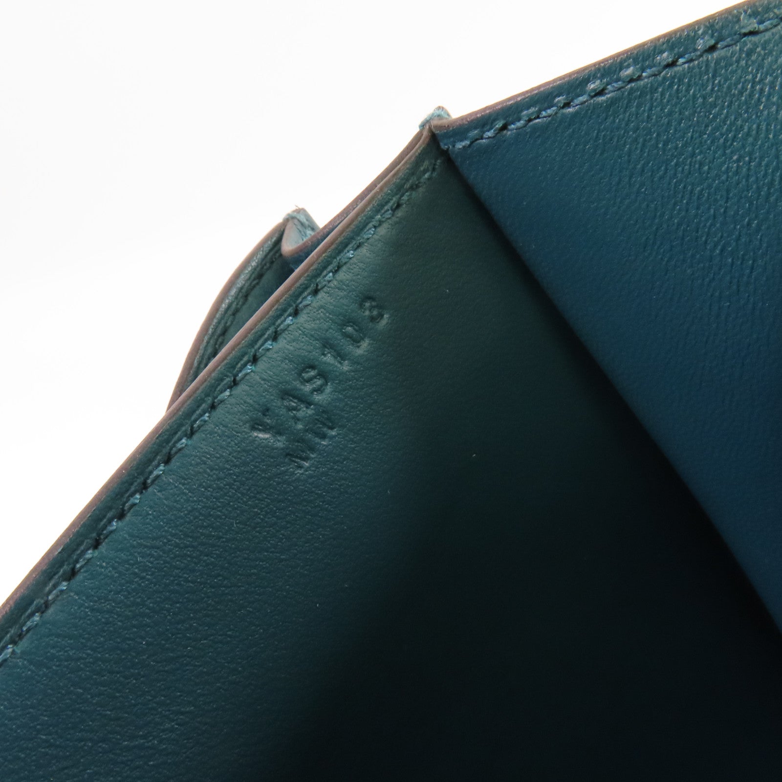 HERMES Epsomp皮革Constance Mini Shoulder Bag銀扣肩背袋Vert Bosphore/博斯普魯斯綠色