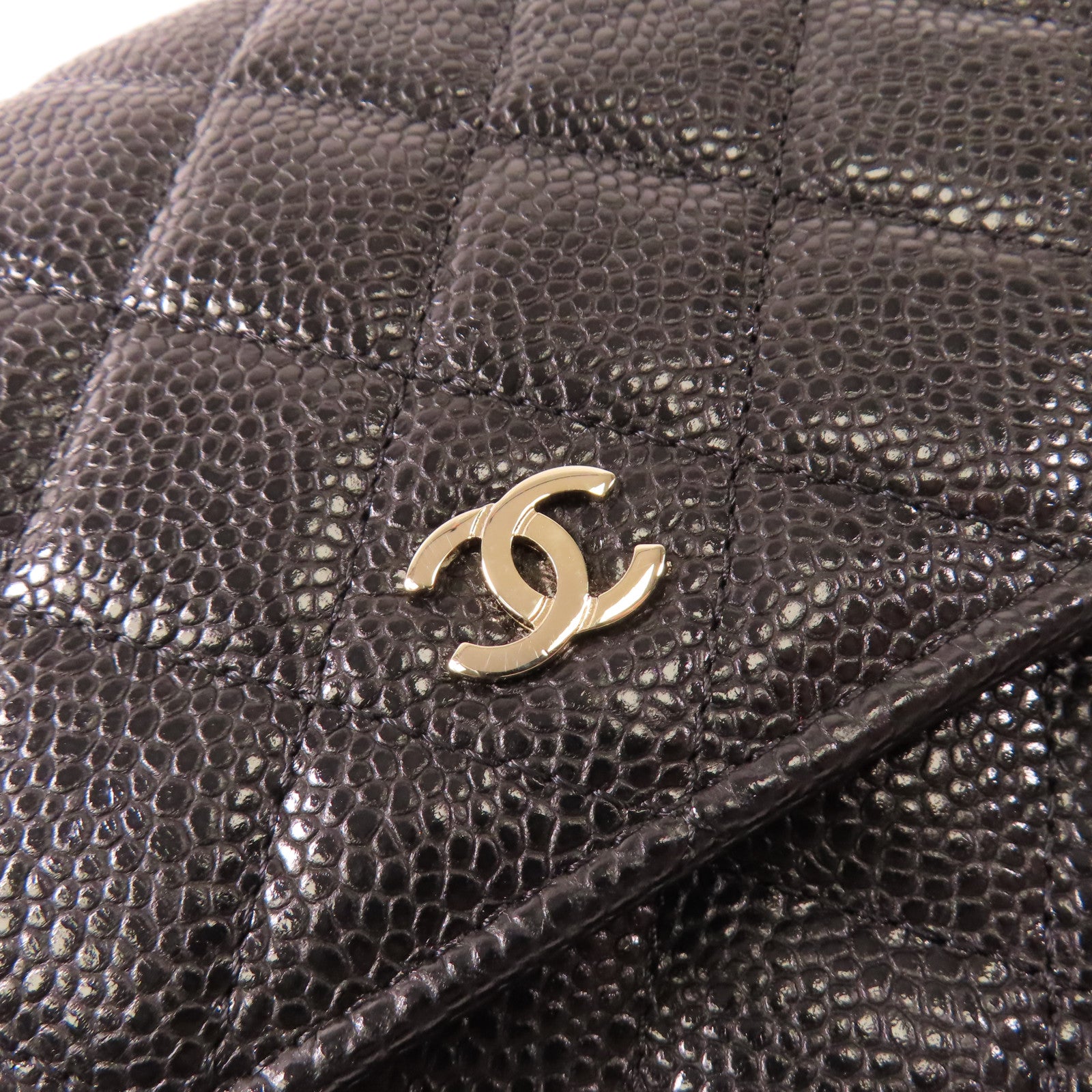 CHANEL 牛皮皮革Square WOC金扣鏈帶肩背袋