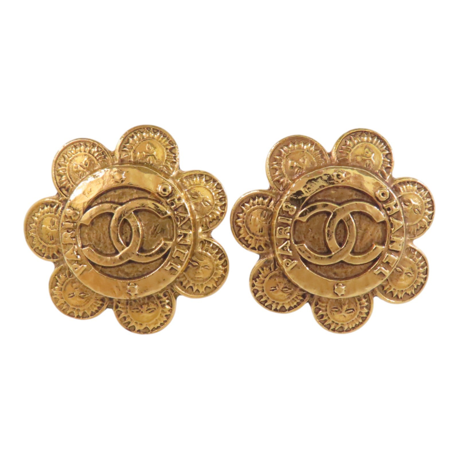 CHANEL 金屬Vintage Flower Earring金扣耳環