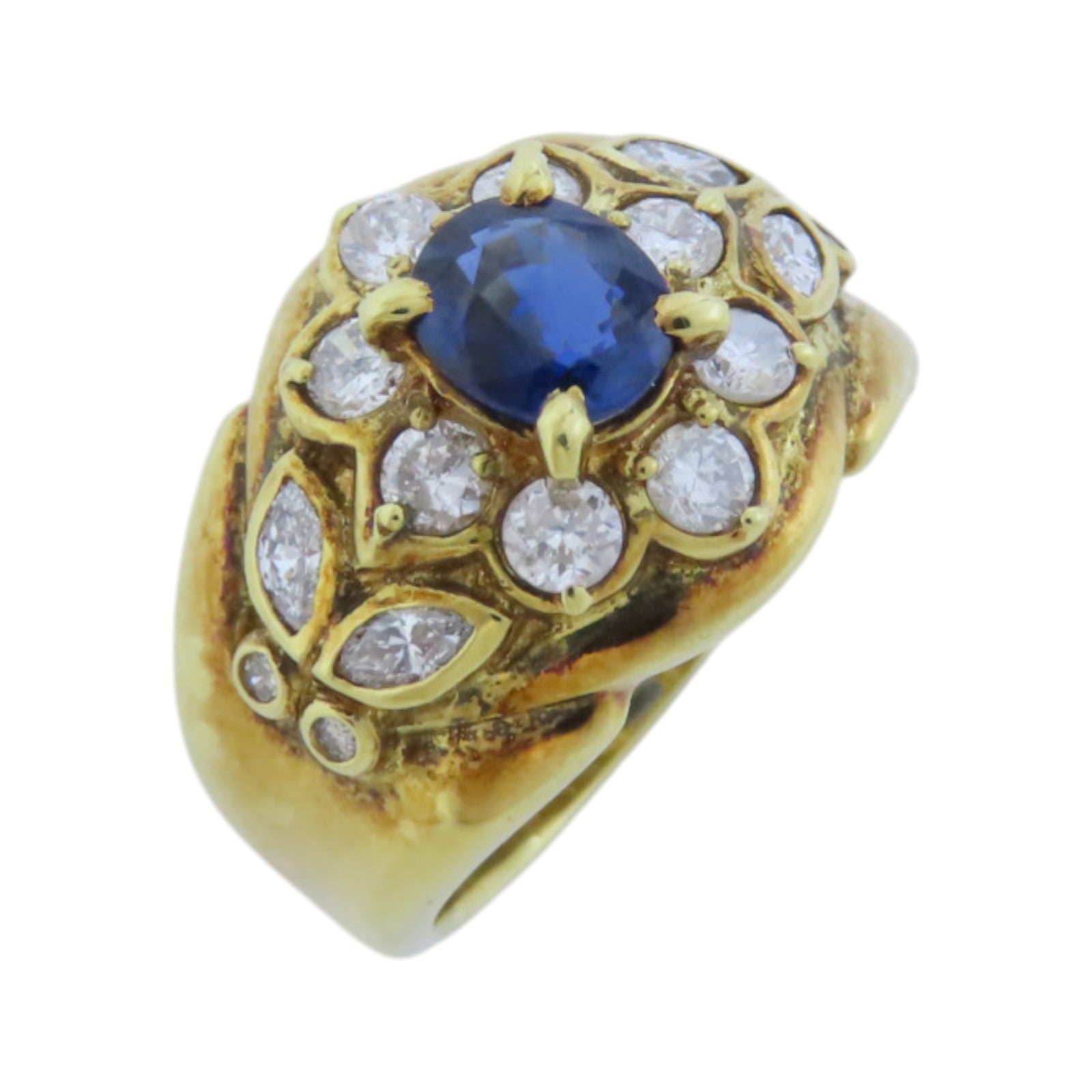 JEWELRY 【激減優惠】18K黃金Sapphire Diamond Ring藍寶石/鑽石戒指US#5.5