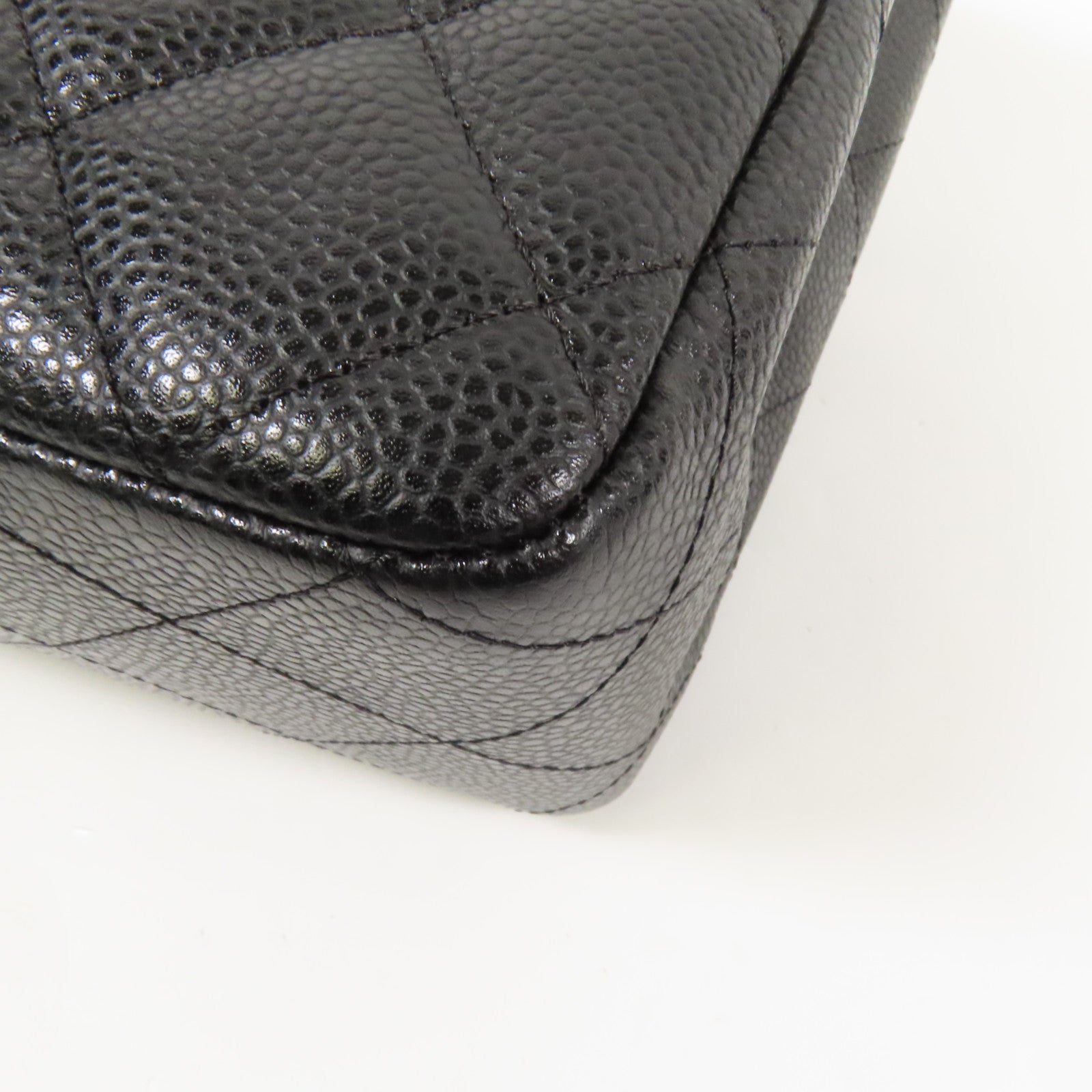 CHANEL 牛皮皮革Large Classic銀扣鏈帶肩背袋