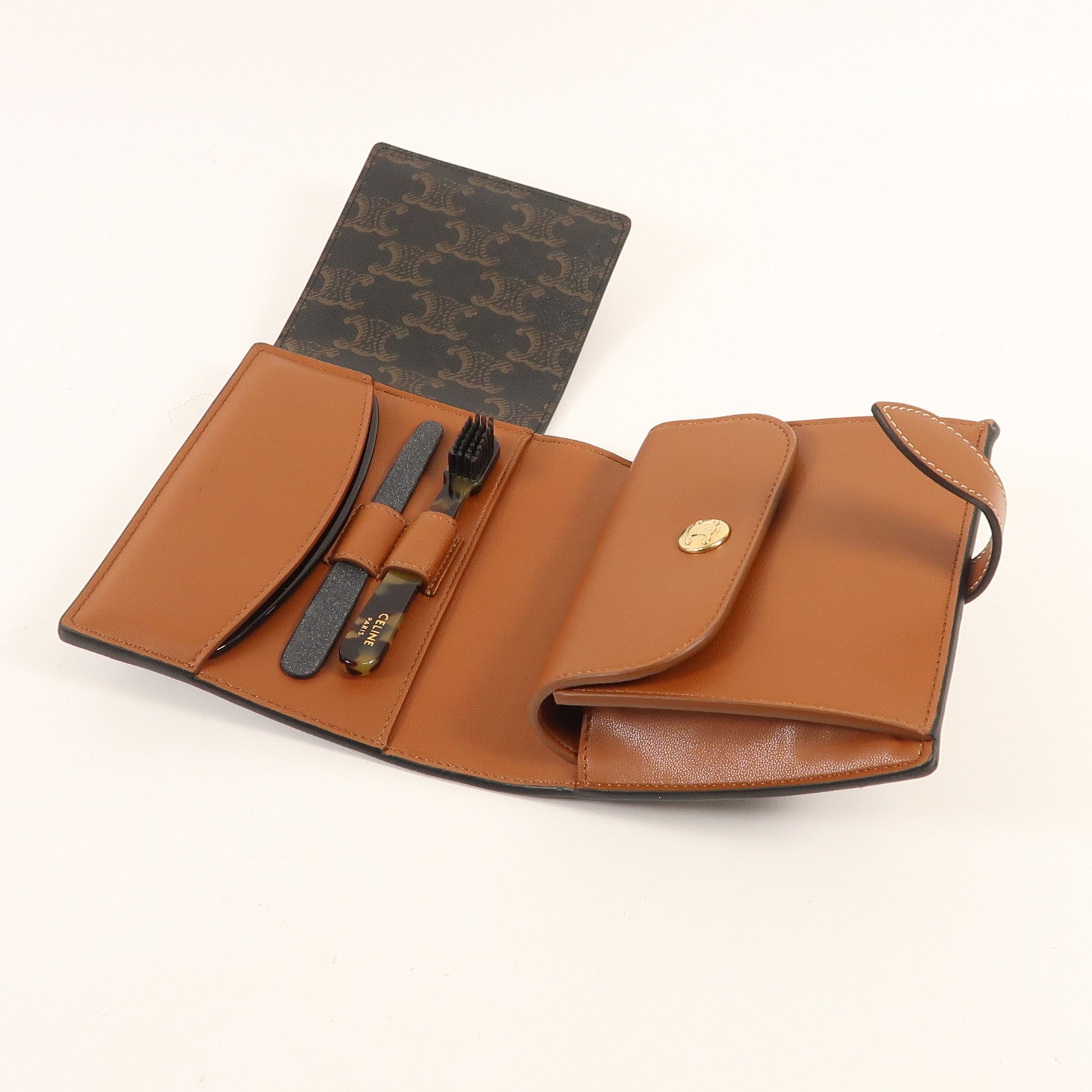 CELINE 塗層帆布Travel Kit金扣旅行組