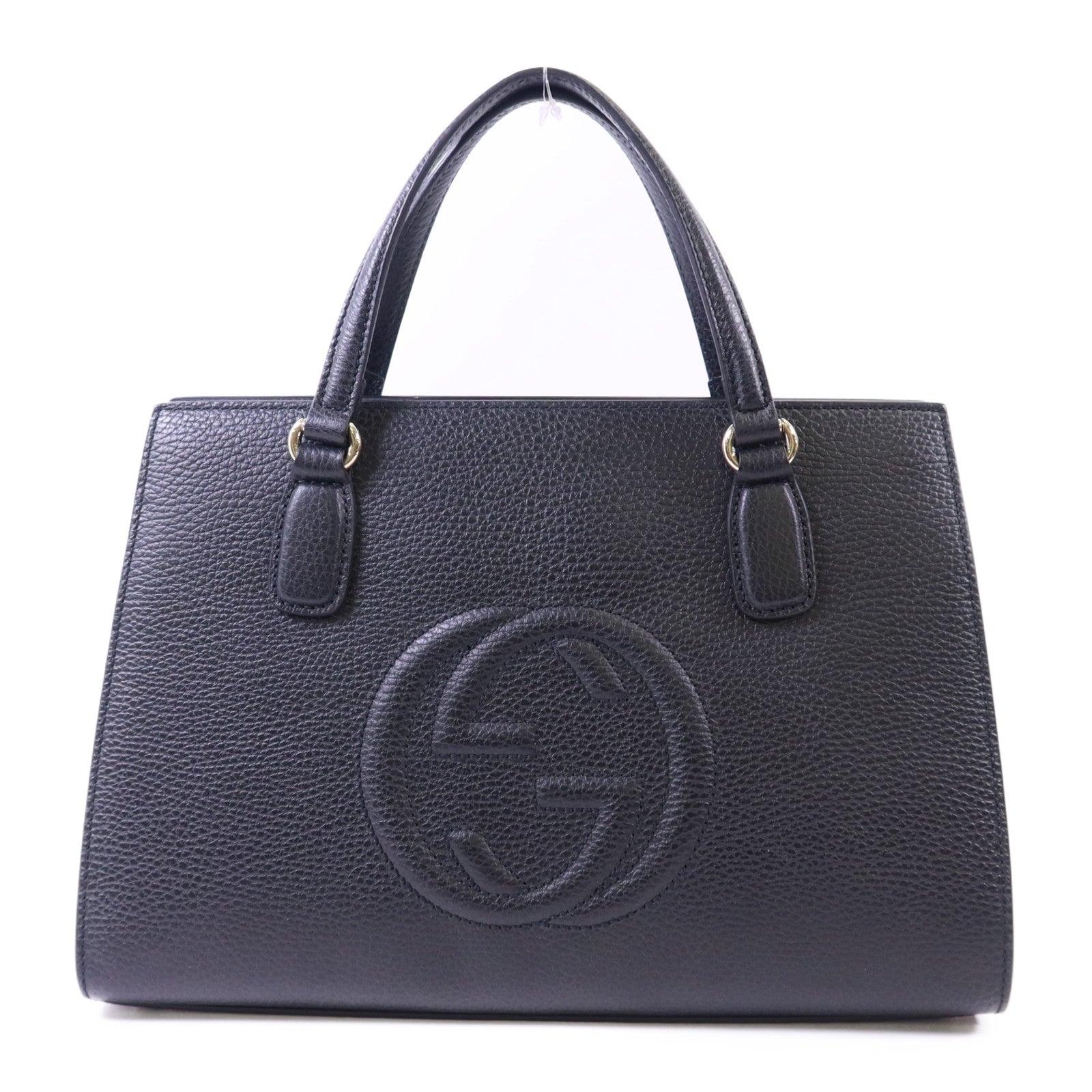 GUCCI 牛皮皮革Interlocking G金扣手挽袋
