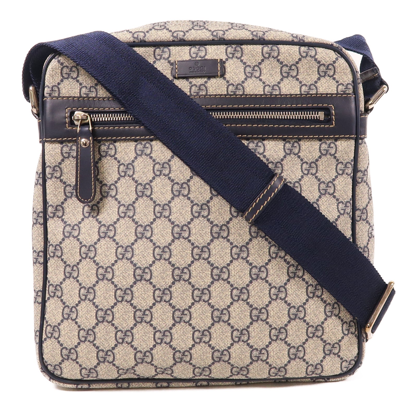 GUCCI 塗層帆布Shoulder Bag銀扣肩背袋