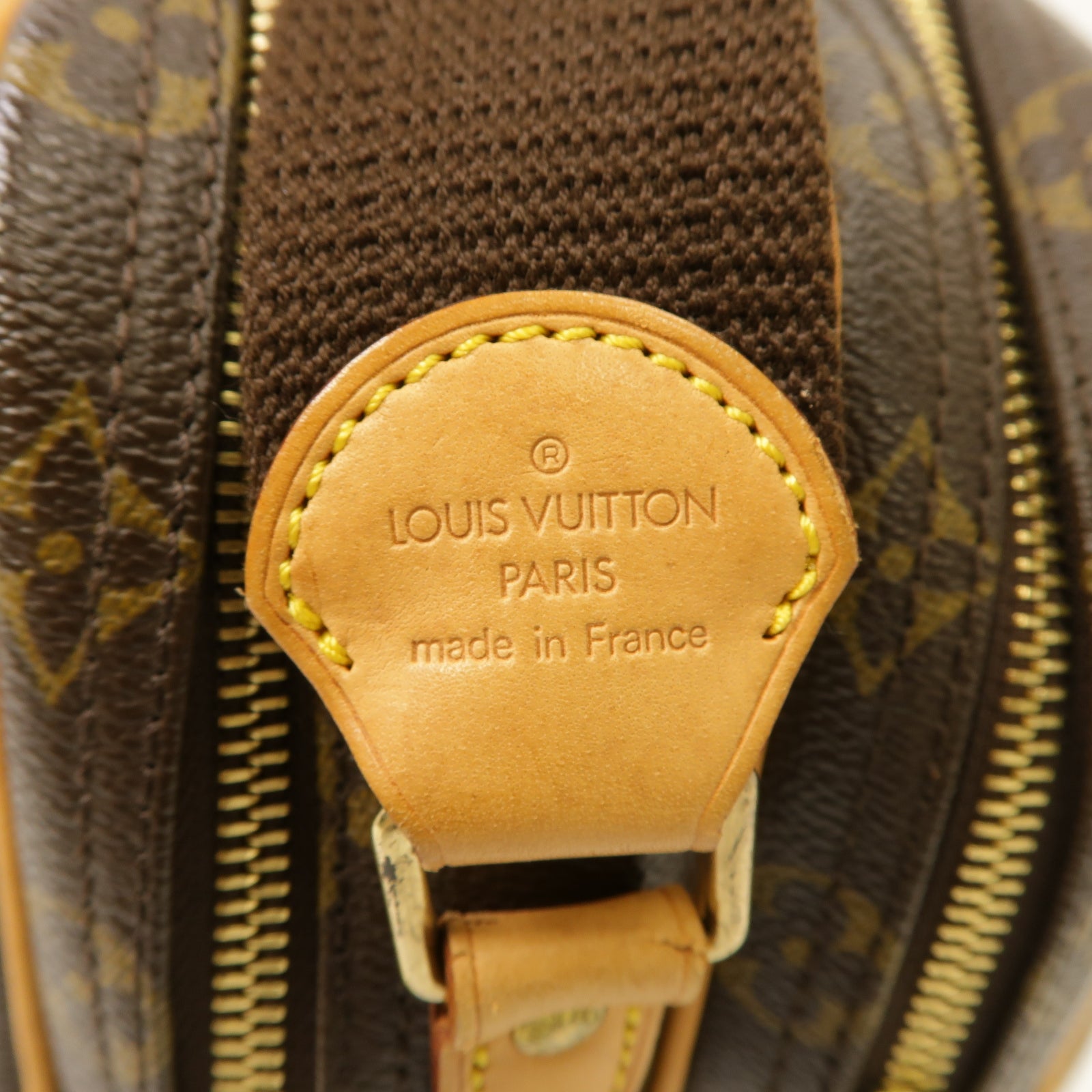 LOUIS VUITTON Monogram Reporter PM金扣肩背袋棕色