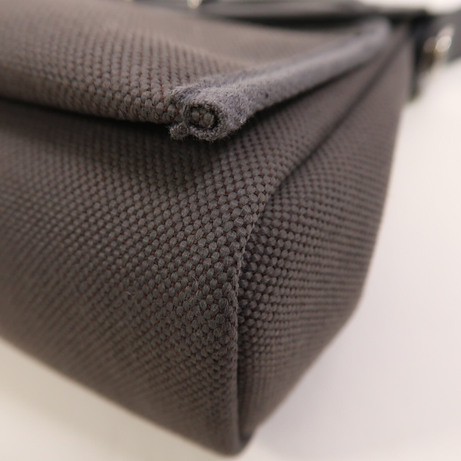 HERMES 帆布Mini Herbag銀扣肩背袋Ardoise