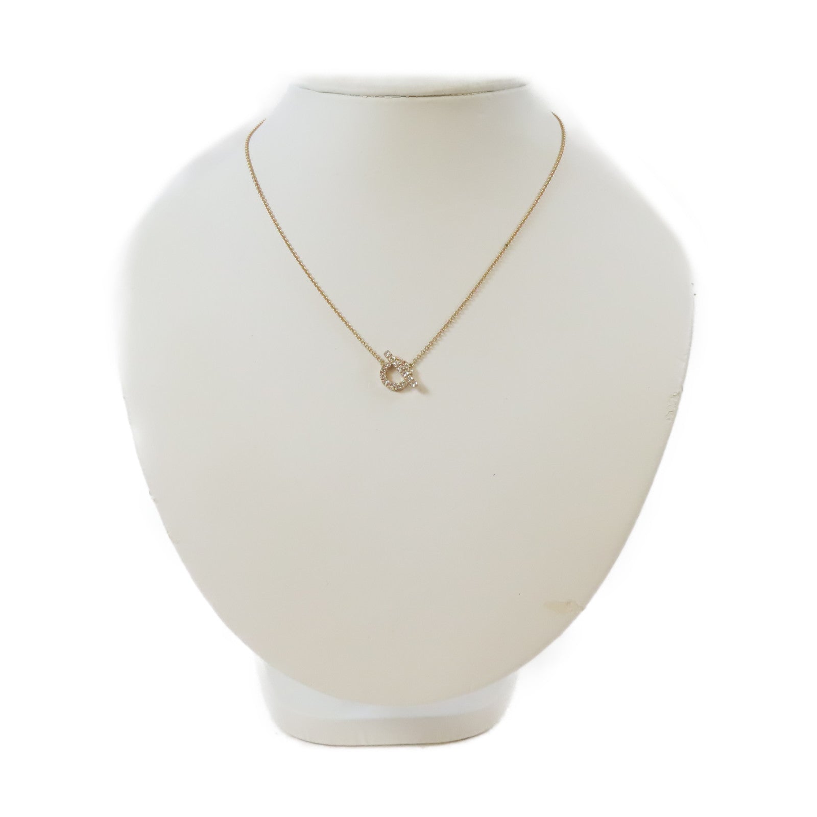 HERMES 18K玫瑰金Finesse Necklace 0.46ct鑽石項鍊#40cm