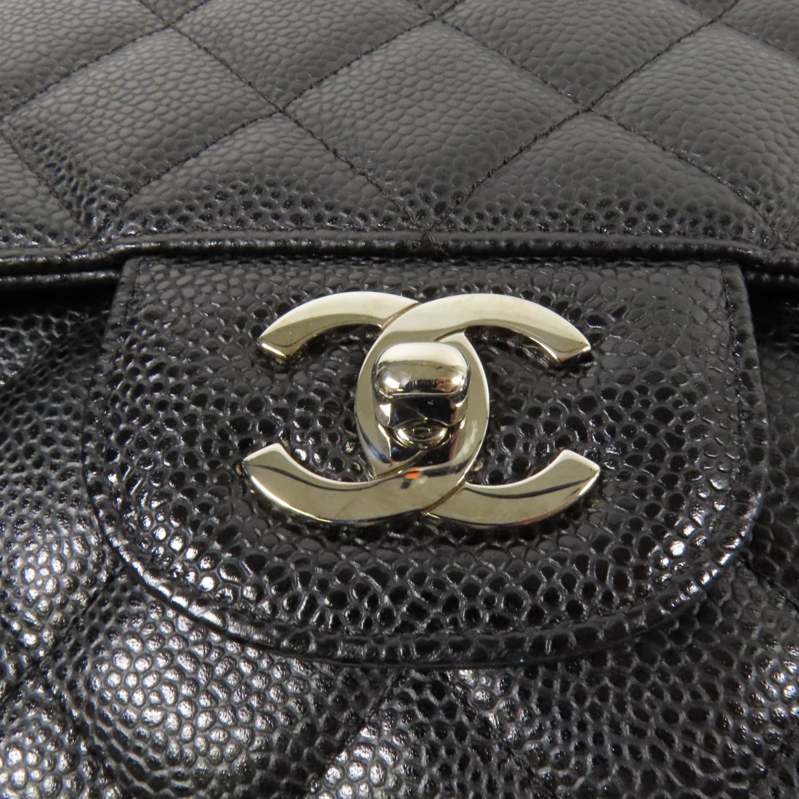 CHANEL 牛皮皮革Large Classic銀扣鏈帶肩背袋