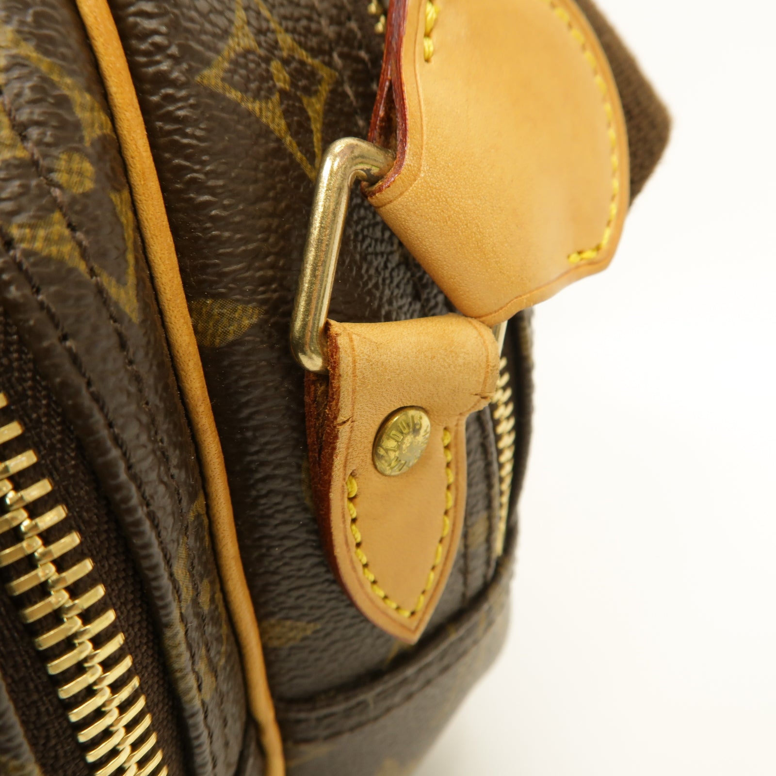 LOUIS VUITTON Monogram Reporter PM金扣肩背袋棕色