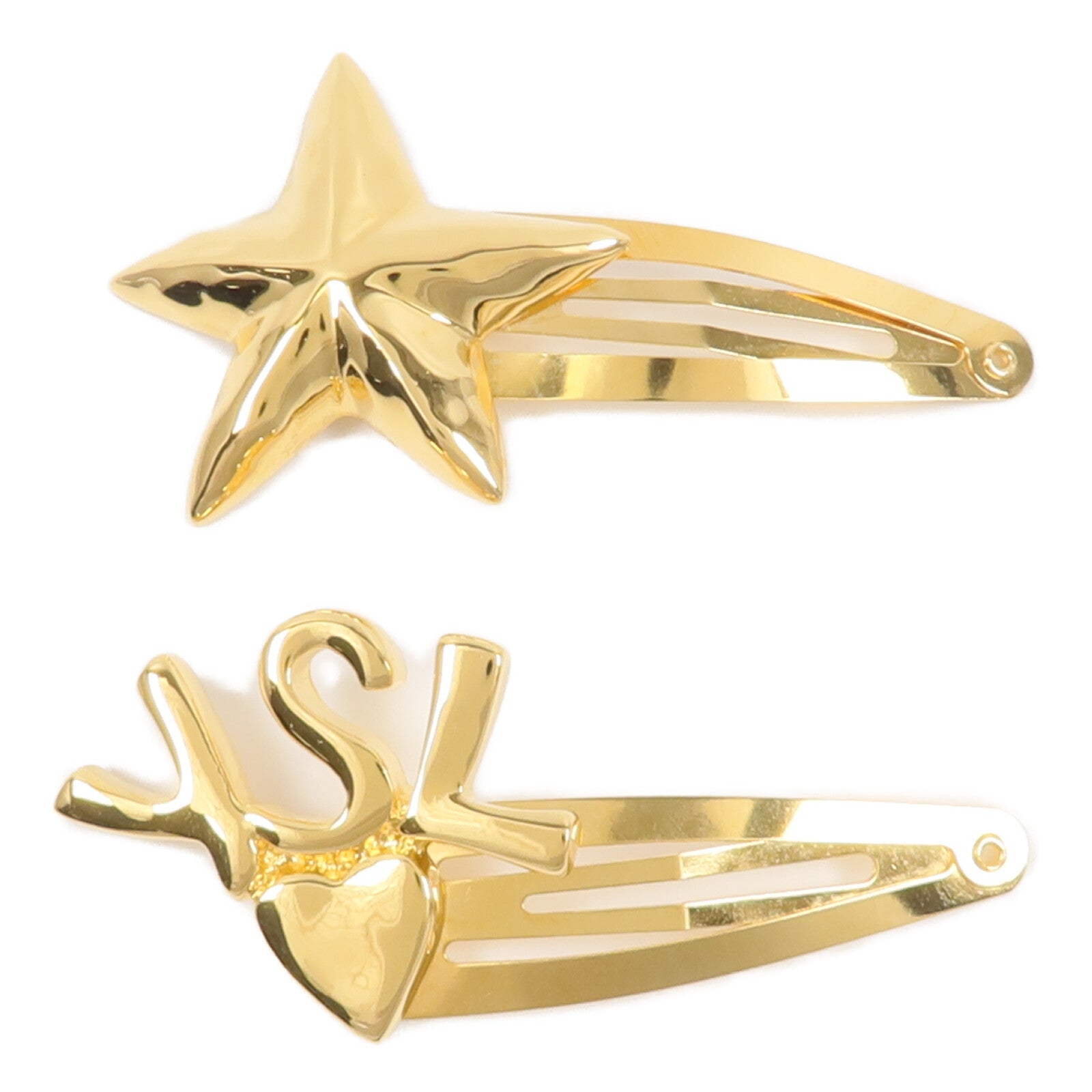 SAINT LAURENT 【激減優惠】黃銅YSL And Star Hair Clip Set髮夾