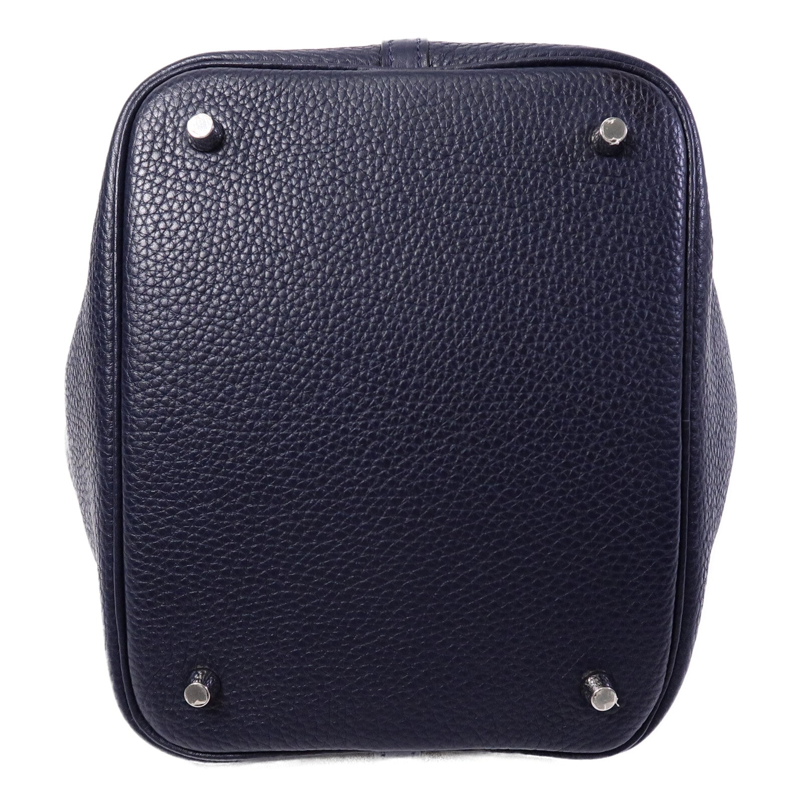 HERMES Clemence皮革Picotin MM扣手挽袋Bleu Nuit
