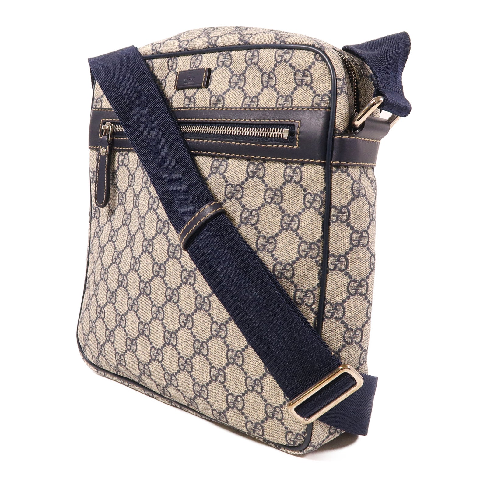 GUCCI 塗層帆布Shoulder Bag銀扣肩背袋
