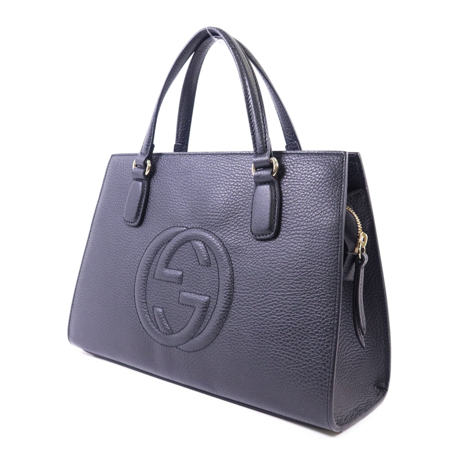 GUCCI 牛皮皮革Interlocking G金扣手挽袋