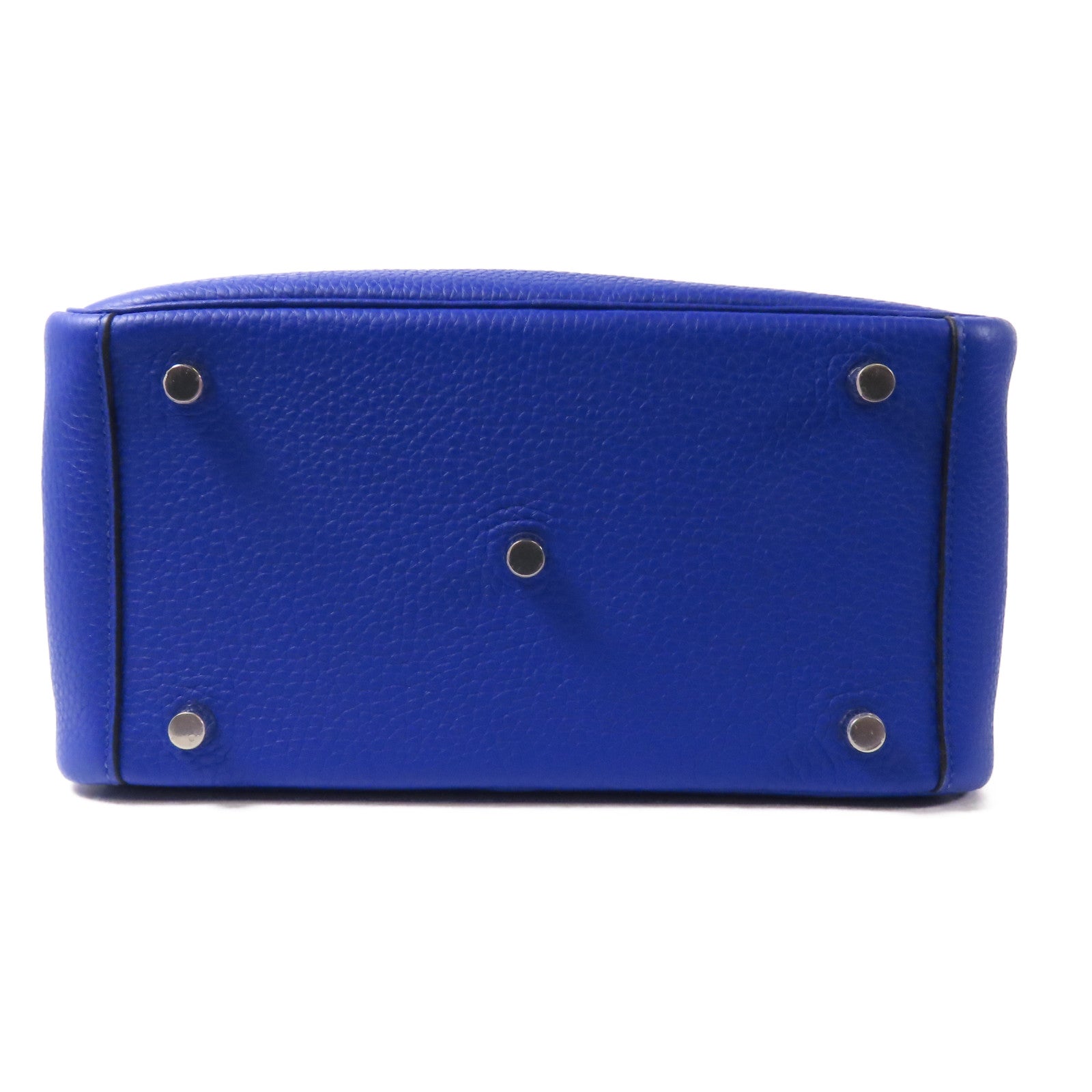 HERMES Clemence皮革Lindy 26銀扣肩背袋Bleu Royal