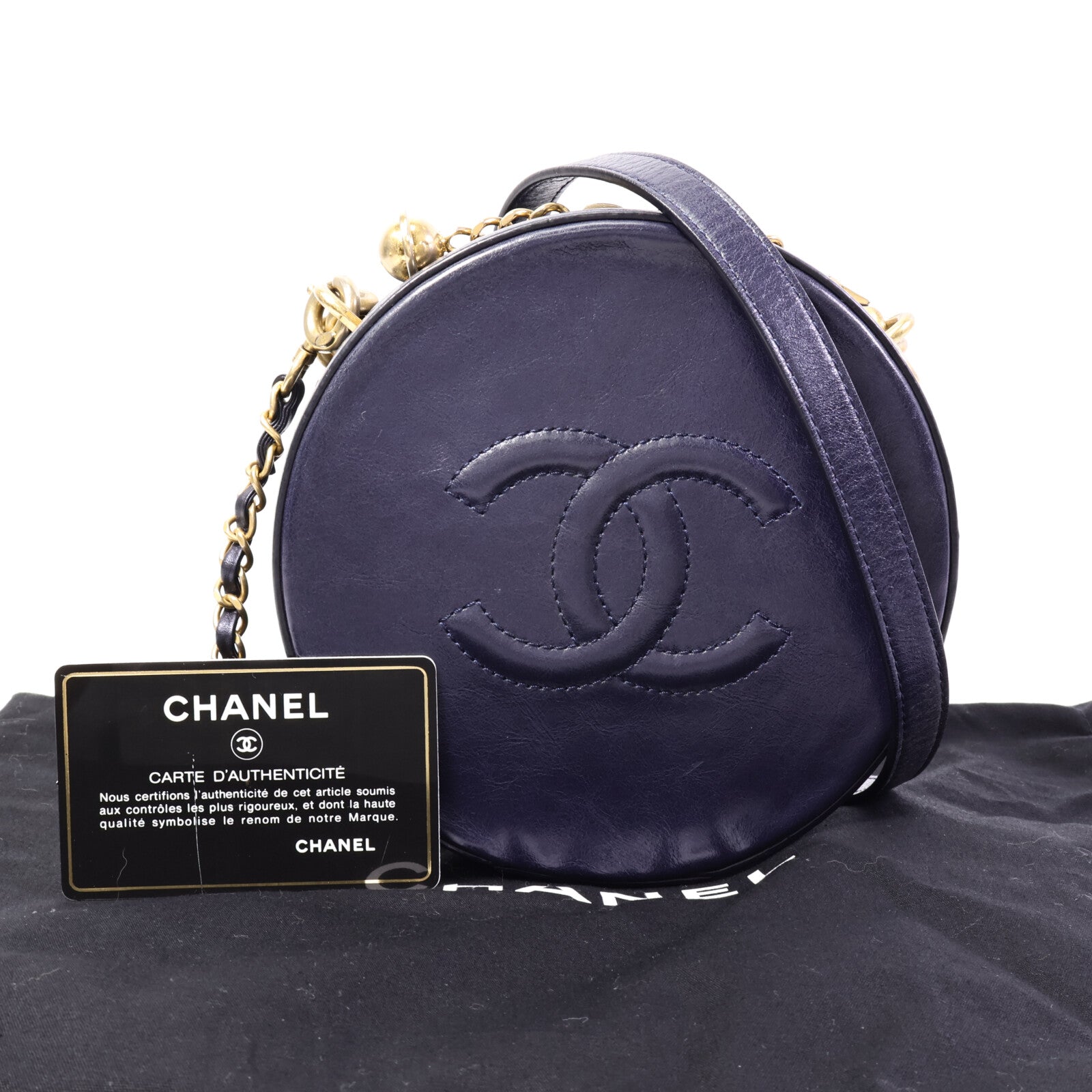 CHANEL 牛皮皮革Round Clutch With Chain肩背袋