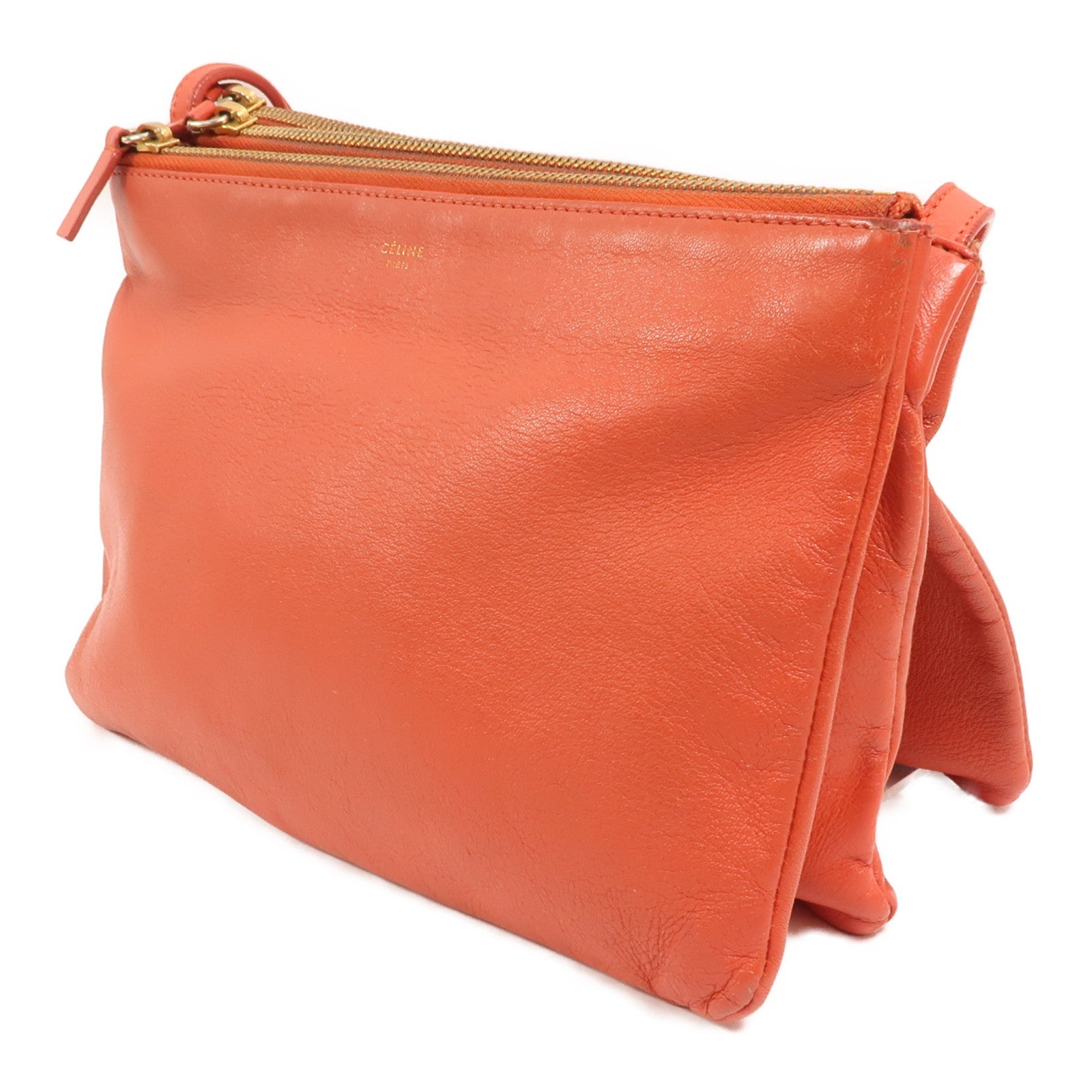 CELINE 羊皮皮革Trio Large金扣肩背袋