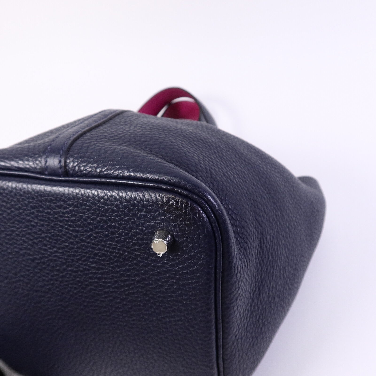 HERMES Clemence皮革Picotin MM扣手挽袋Bleu Nuit