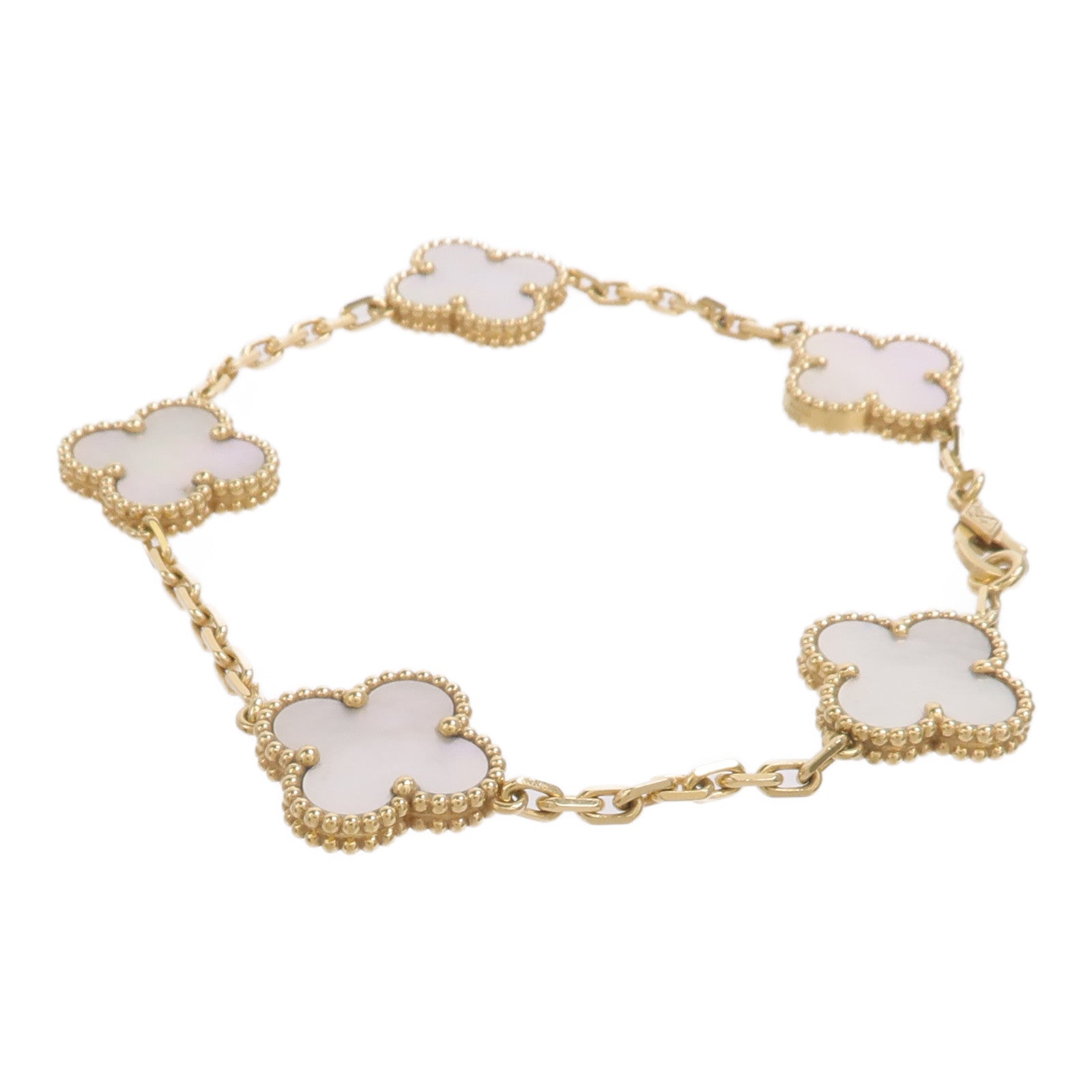 Van Cleef & Arpels 珍珠母貝/18K黃金Vintage Alhambra Bracelet手鏈