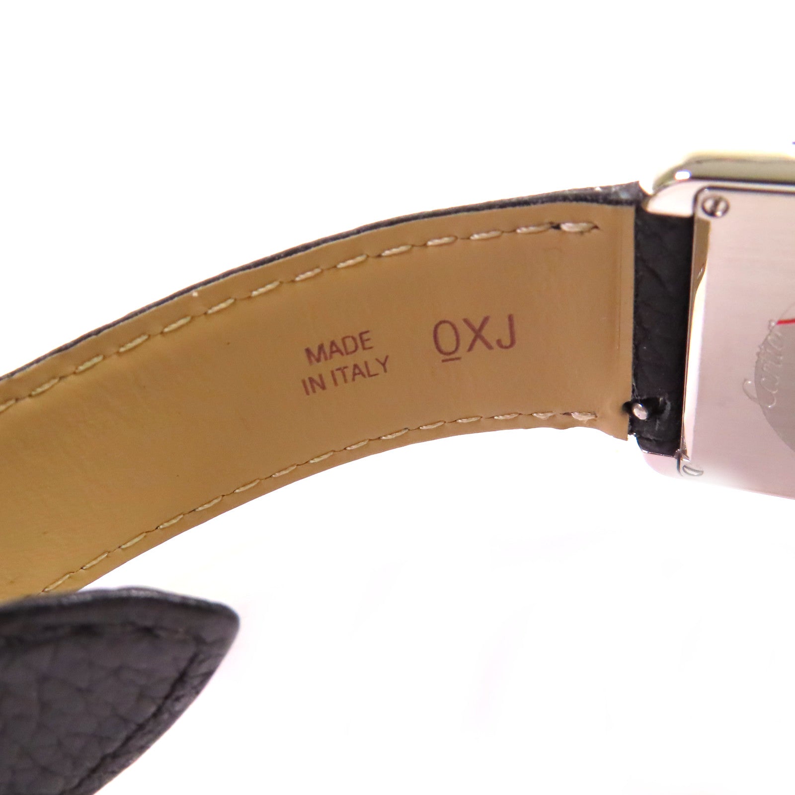 CARTIER Tank Solo Watch不鏽鋼/皮革帶石英機芯手錶白色