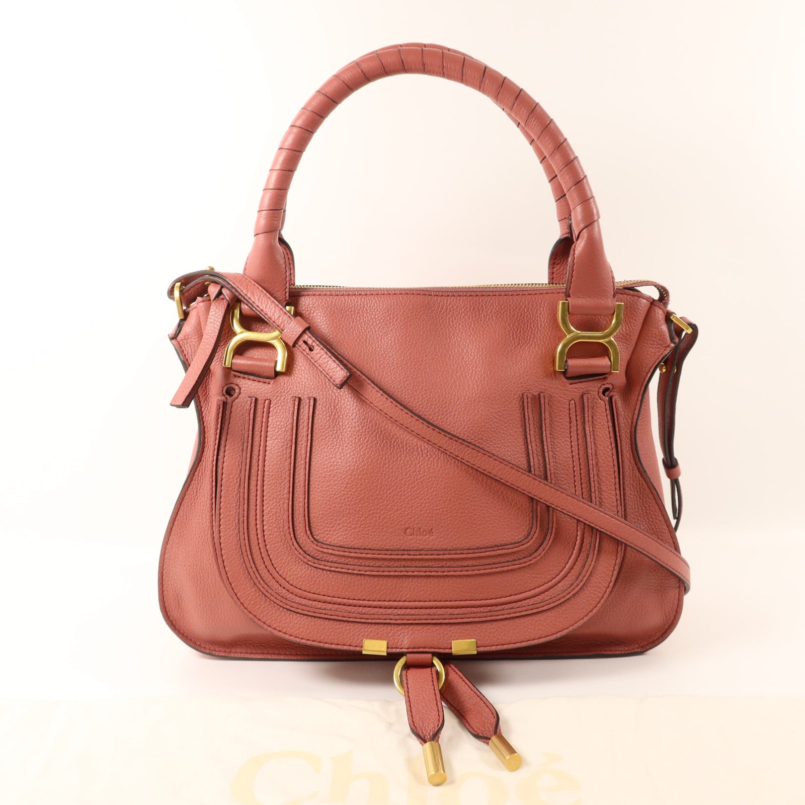 Chloe 牛皮皮革2 Way Shoulder Bag金扣手挽肩背兩用袋