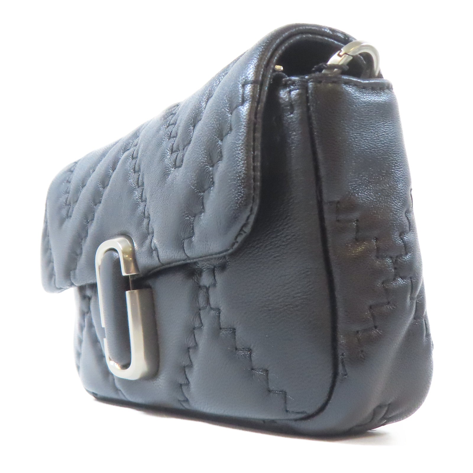 MARC JACOBS 羊皮皮革Shoulder Bag銀扣肩背袋黑色