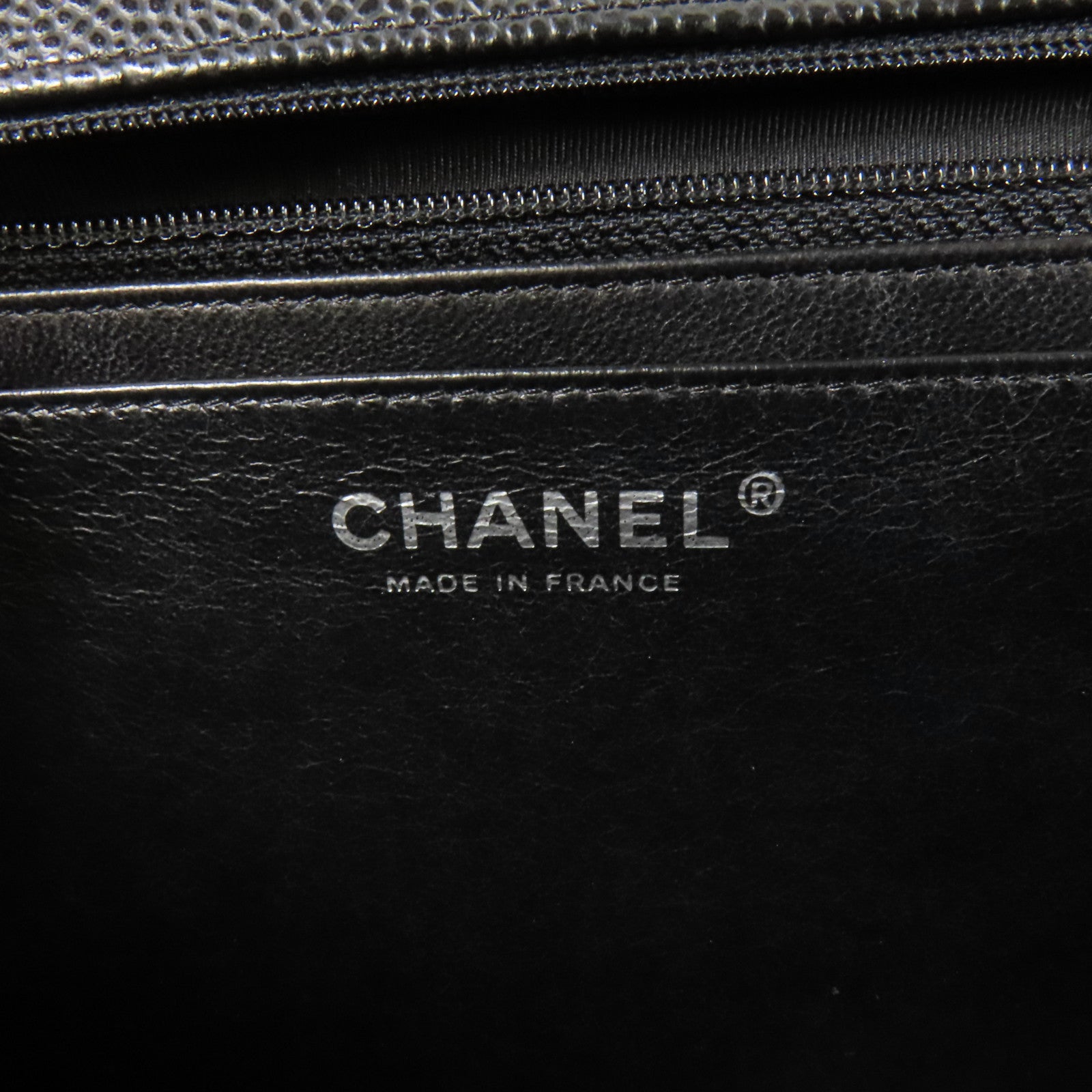 CHANEL 牛皮皮革Large Classic銀扣鏈帶肩背袋