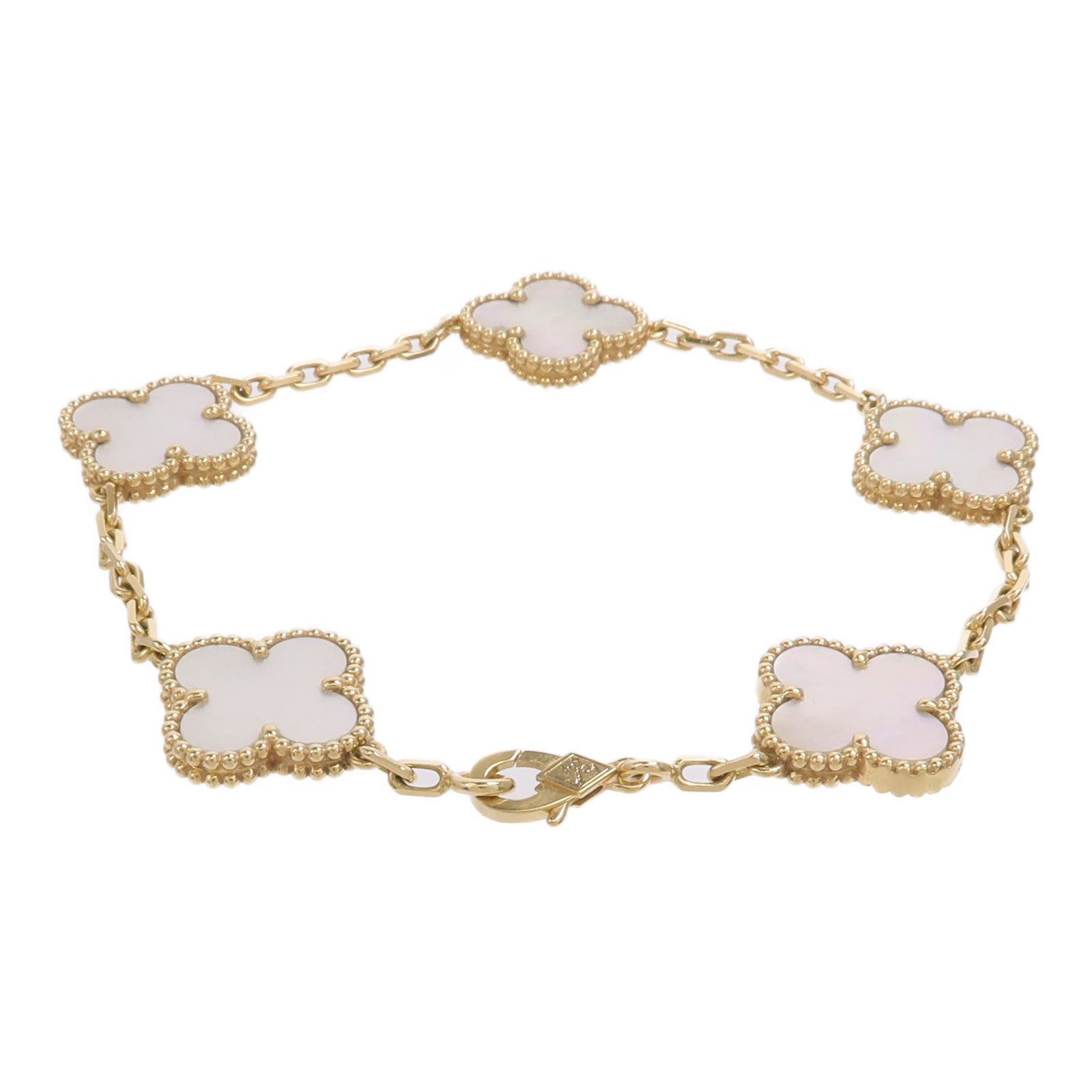 Van Cleef & Arpels 珍珠母貝/18K黃金Vintage Alhambra Bracelet手鏈