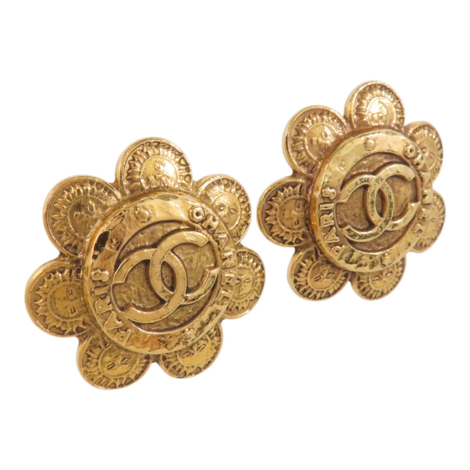 CHANEL 金屬Vintage Flower Earring金扣耳環