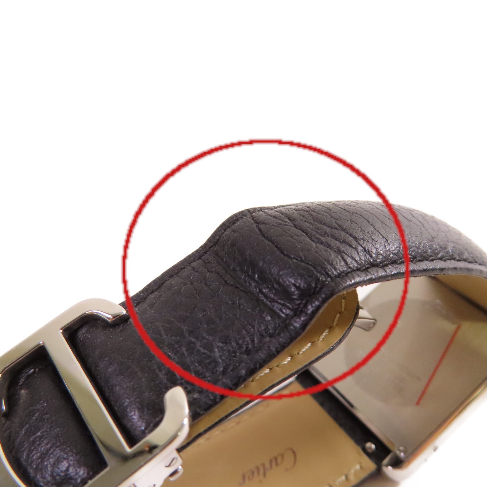 CARTIER Tank Solo Watch不鏽鋼/皮革帶石英機芯手錶白色