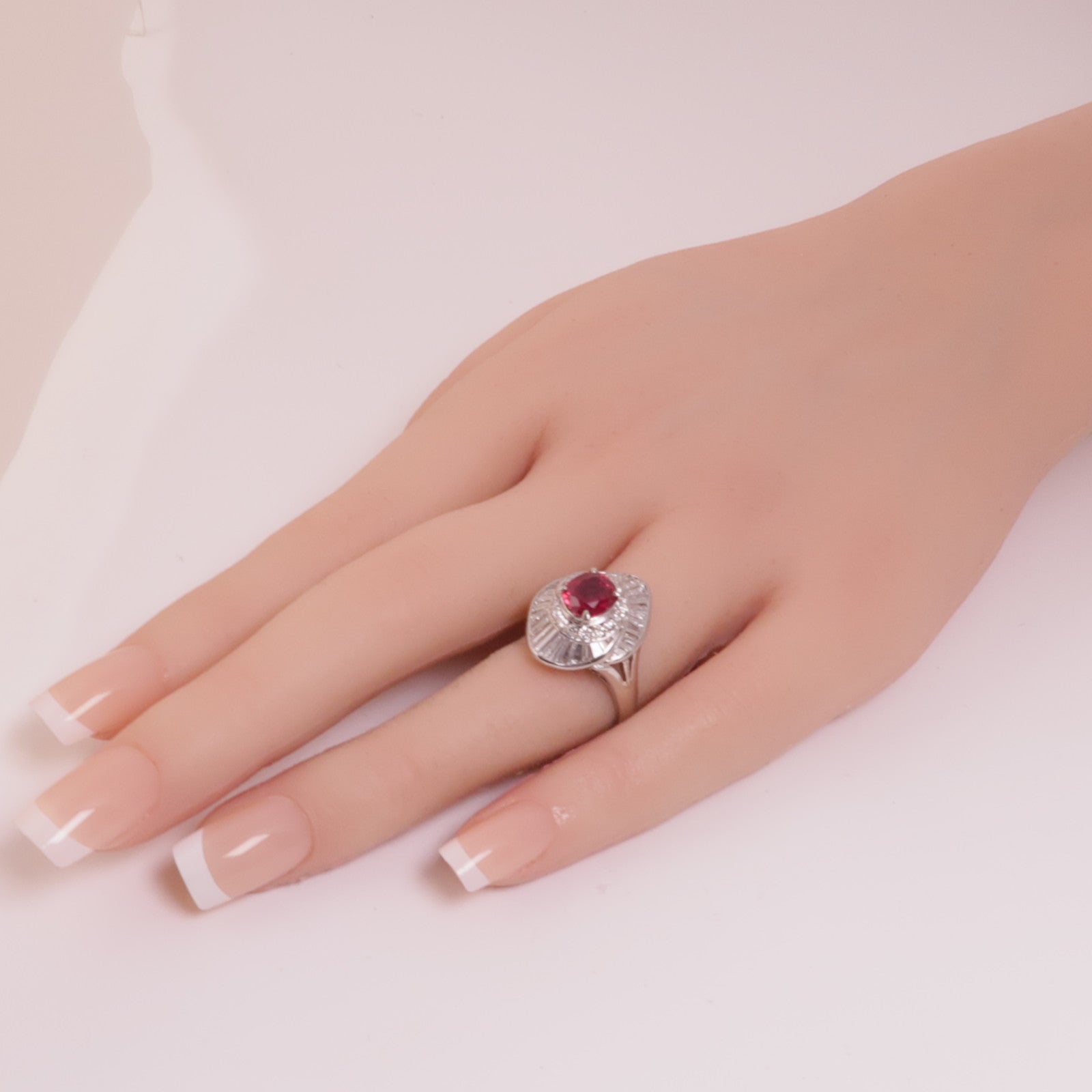 JEWELRY【激減優惠】 PT900鉑金Ruby Diamond Ring鑽石戒指US#6