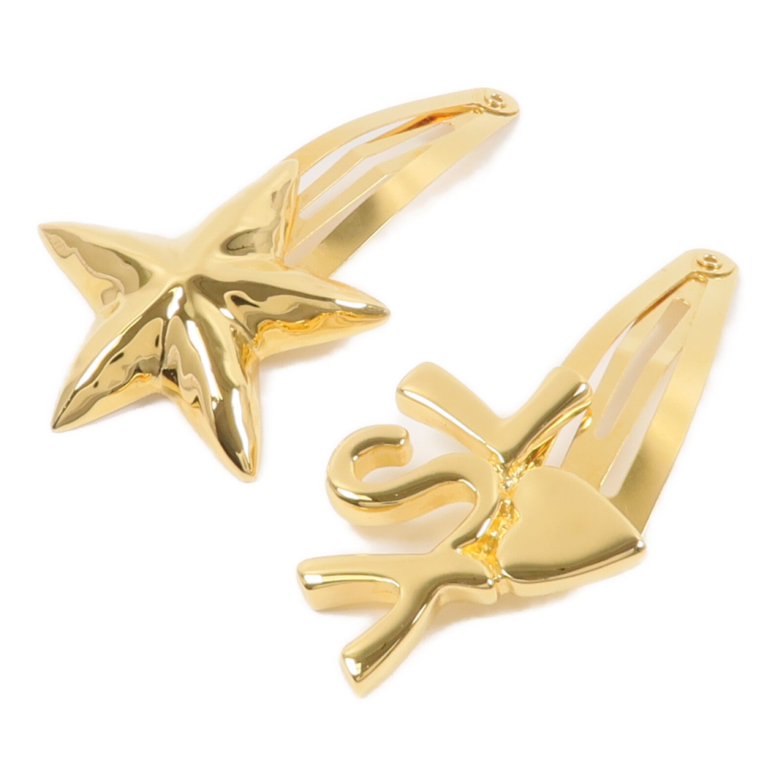 SAINT LAURENT 【激減優惠】黃銅YSL And Star Hair Clip Set髮夾
