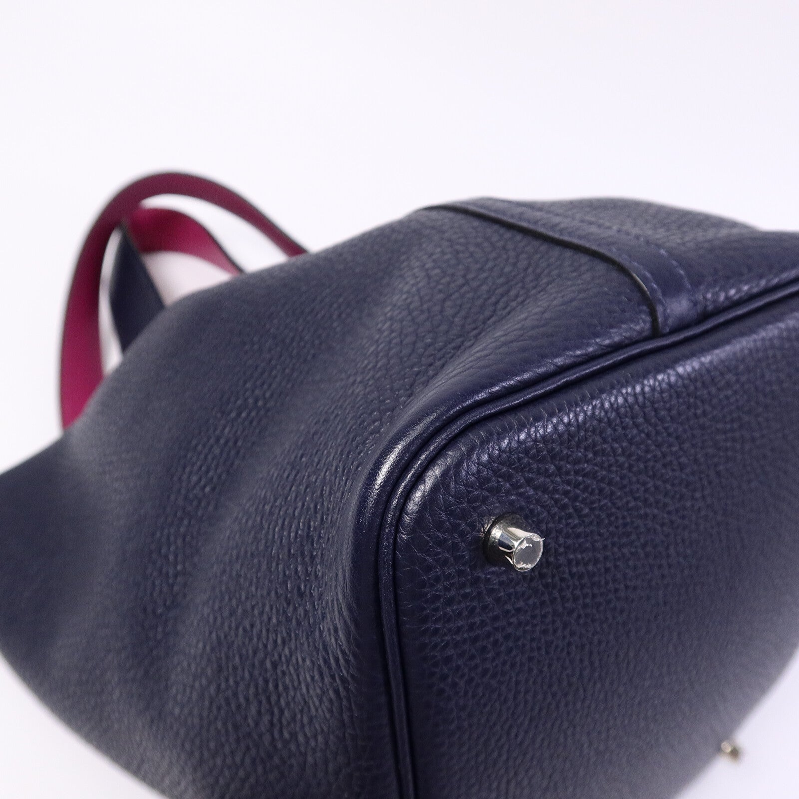 HERMES Clemence皮革Picotin MM扣手挽袋Bleu Nuit