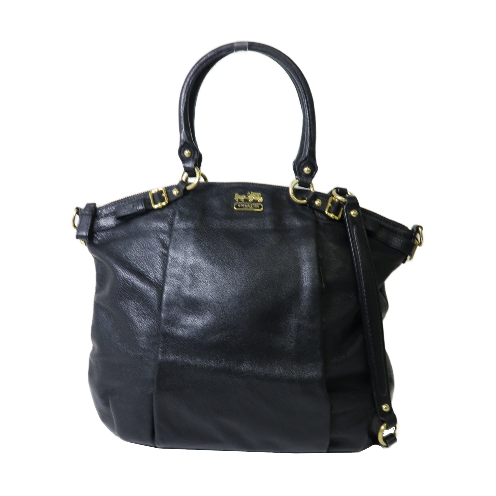 COACH 皮革2 Way Shoulder Bag金扣手挽肩背兩用袋黑色