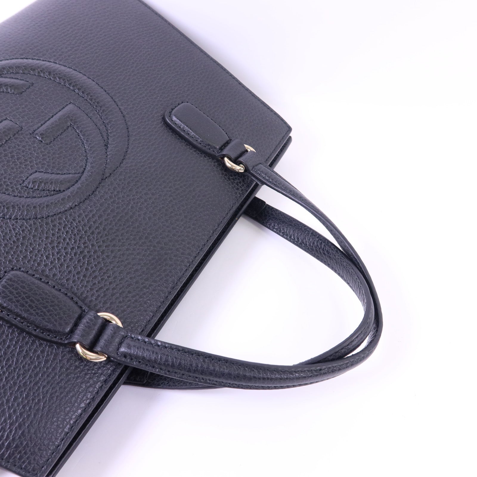 GUCCI 牛皮皮革Interlocking G金扣手挽袋