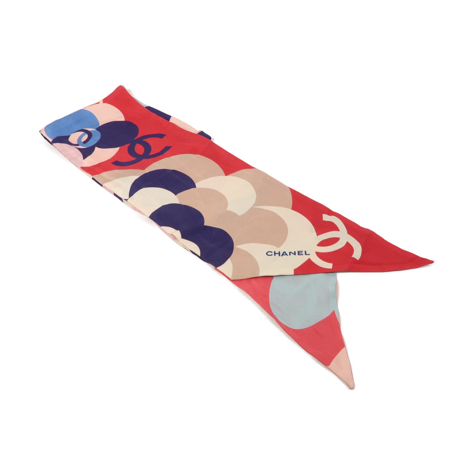 CHANEL 絲質Scarf圍巾粉紅色/藍色/白色