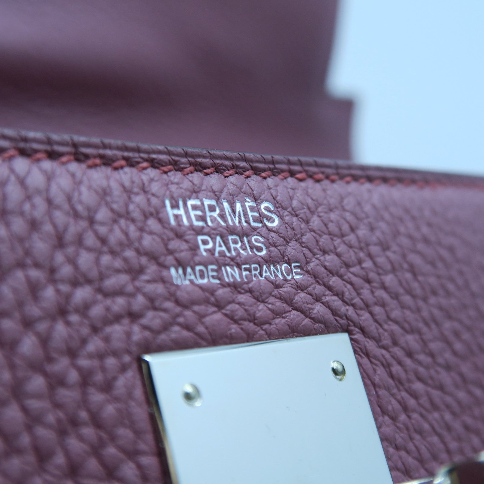 HERMES 【清倉大減價】Clemence皮革Kelly 32銀扣手挽肩背兩用袋玫瑰茶色