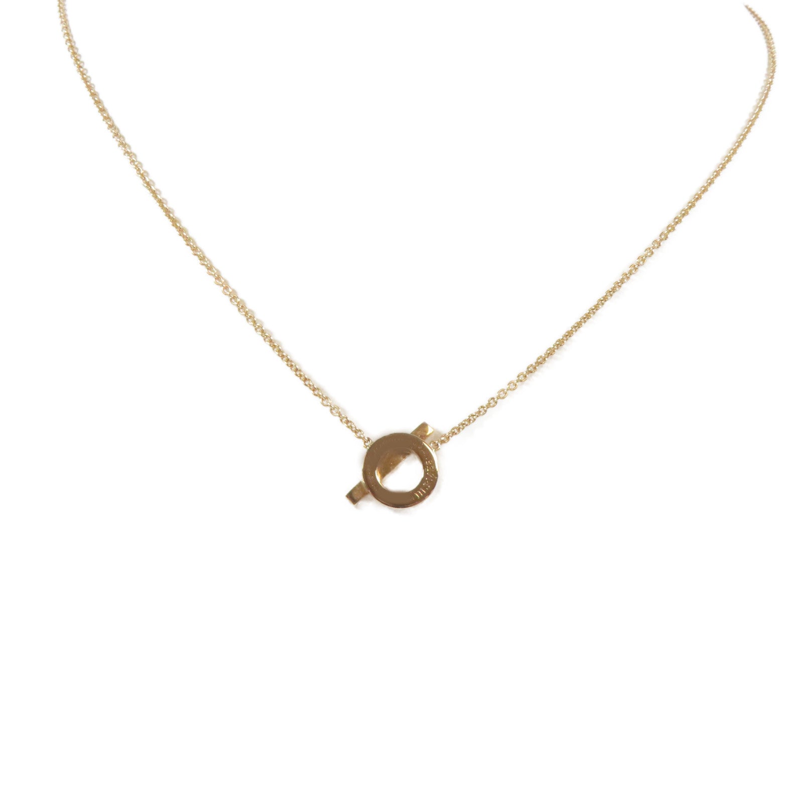 HERMES 18K玫瑰金Finesse Necklace 0.46ct鑽石項鍊#40cm