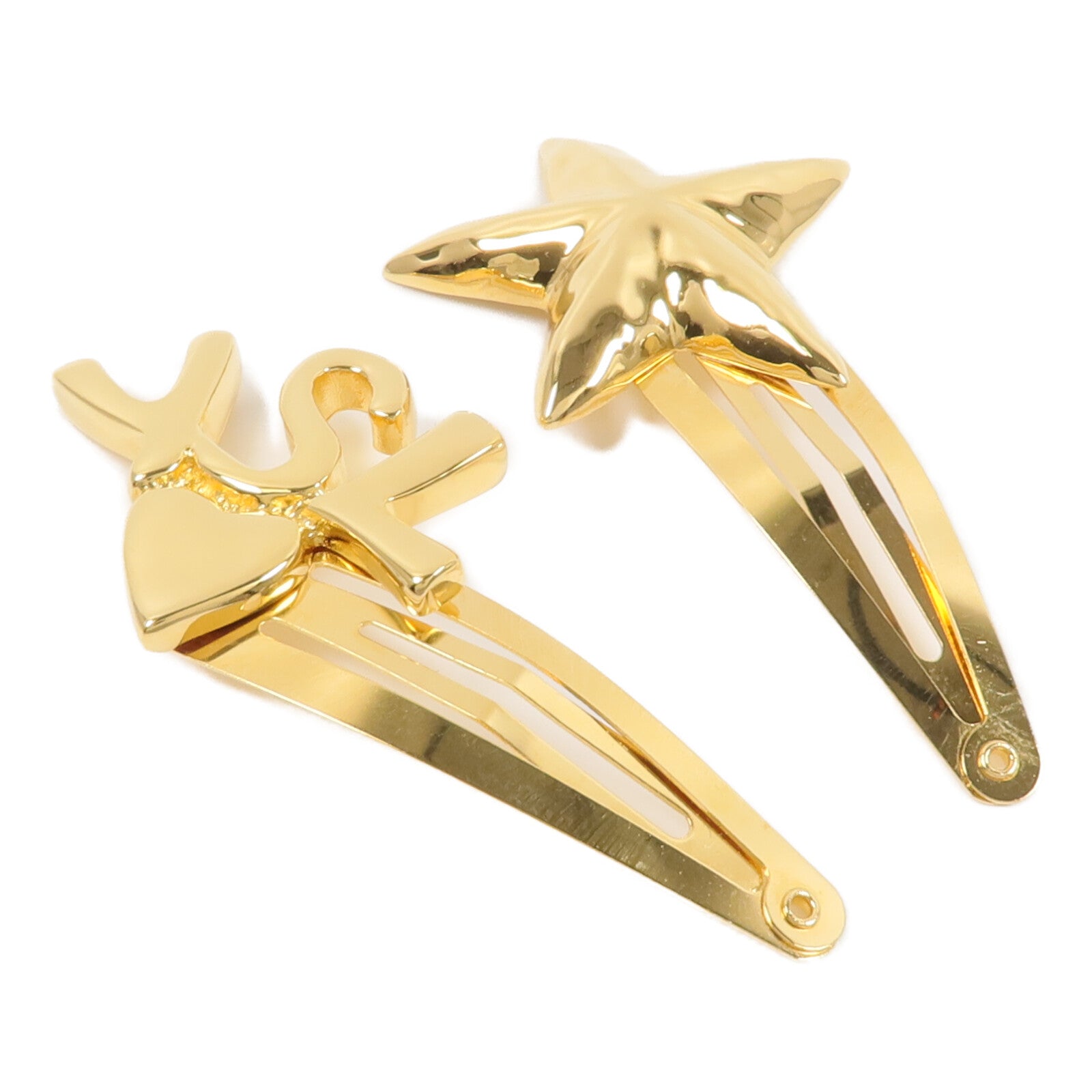 SAINT LAURENT 【激減優惠】黃銅YSL And Star Hair Clip Set髮夾