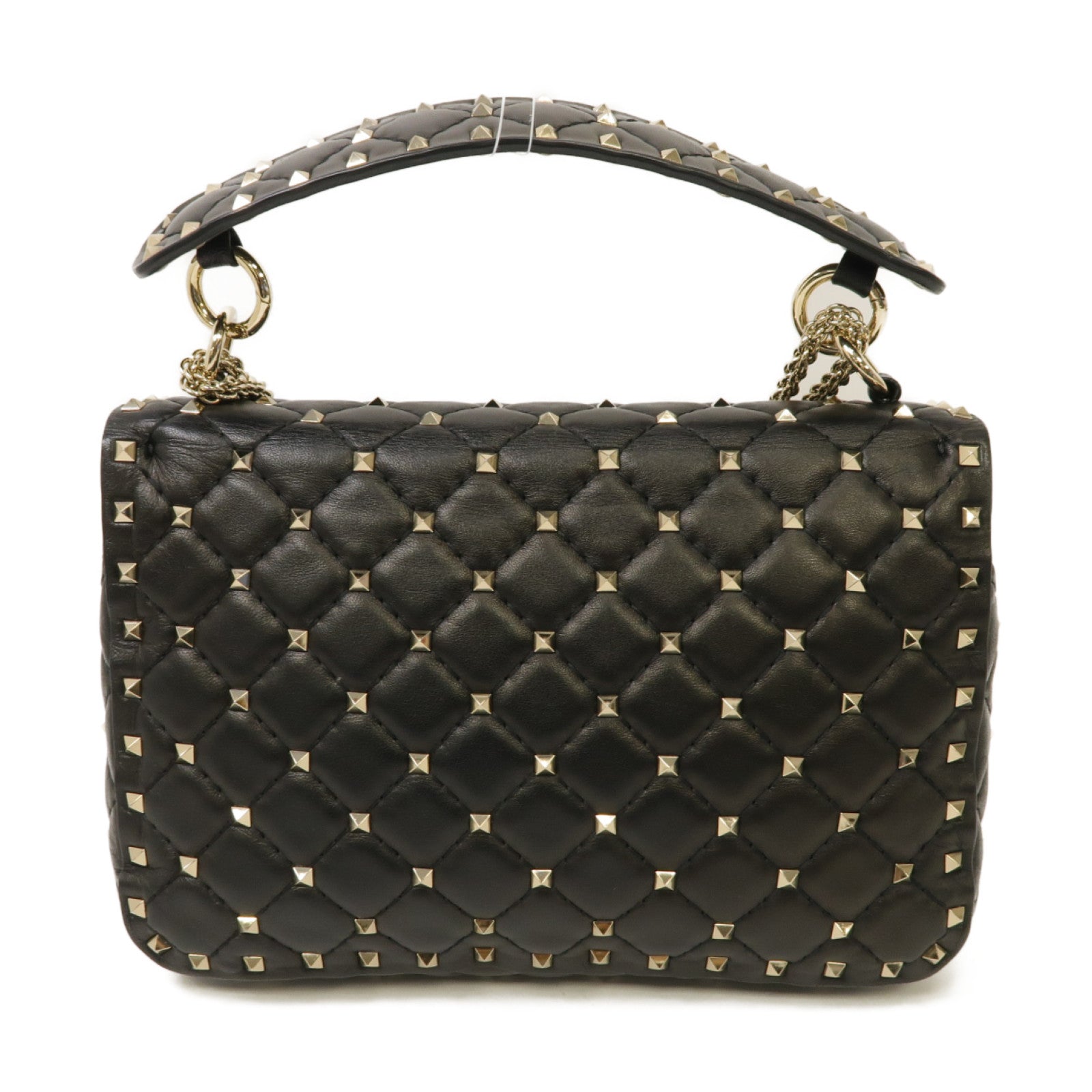 Valentino 牛皮皮革Garavani Rockstud Spike Bag金扣手挽肩背兩用袋黑色