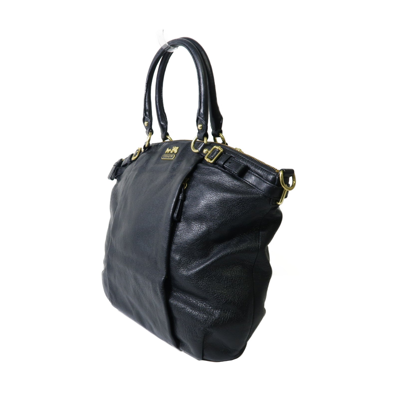 COACH 皮革2 Way Shoulder Bag金扣手挽肩背兩用袋黑色