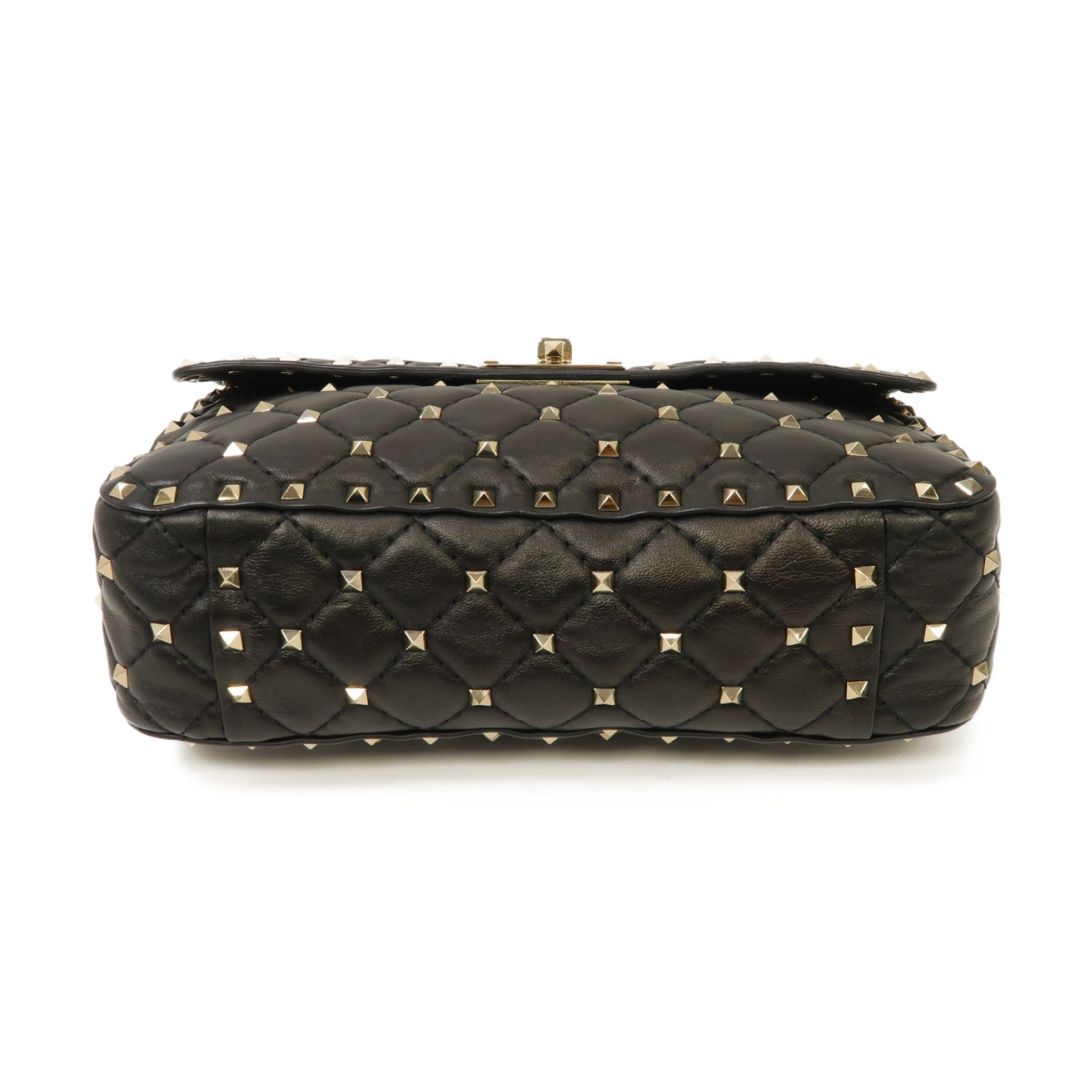 Valentino 牛皮皮革Garavani Rockstud Spike Bag金扣手挽肩背兩用袋黑色