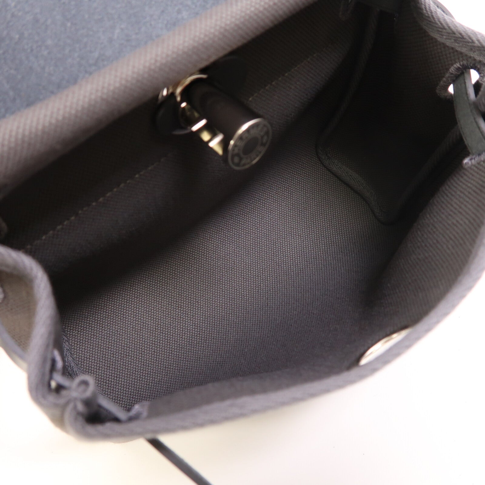 HERMES 帆布Mini Herbag銀扣肩背袋Ardoise