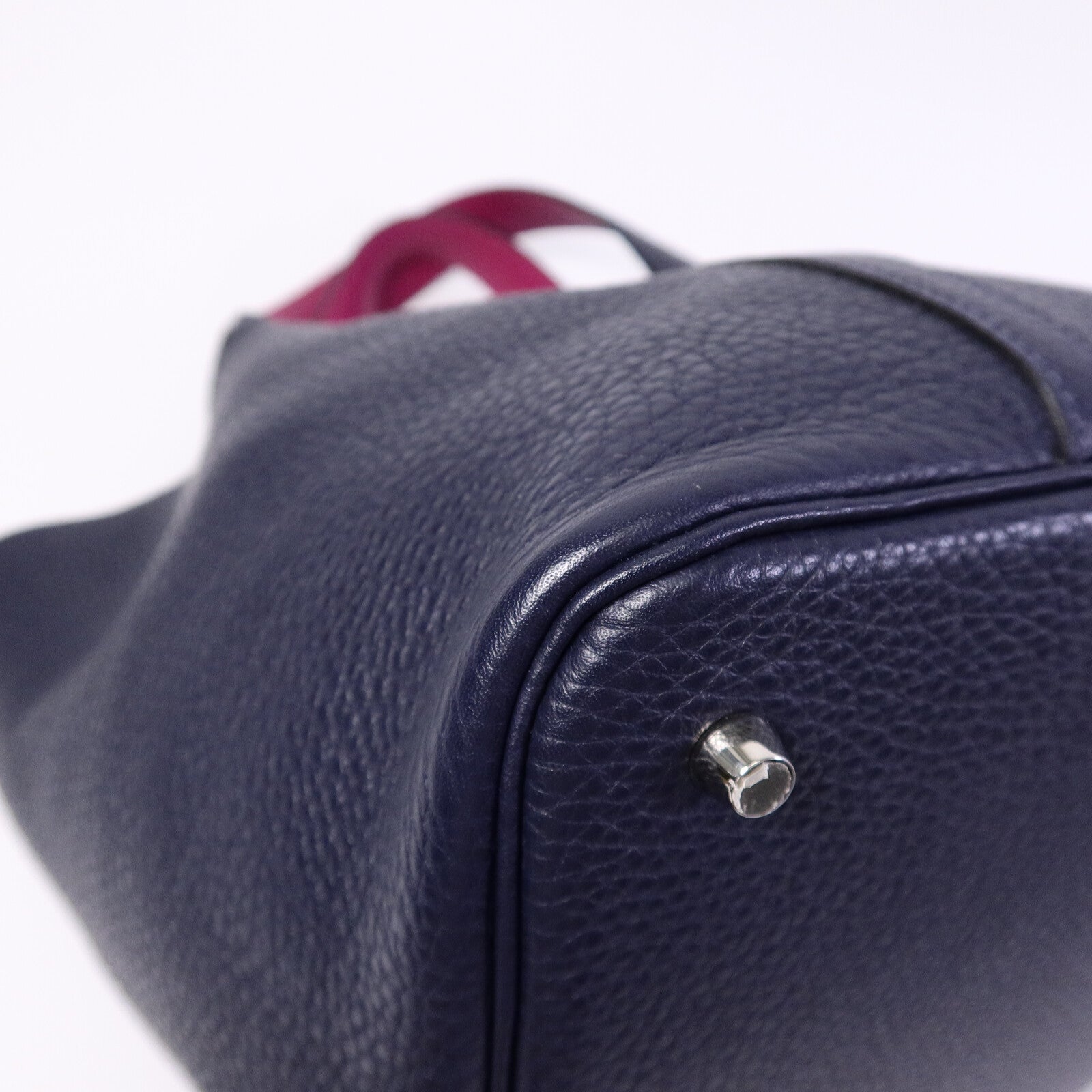 HERMES Clemence皮革Picotin MM扣手挽袋Bleu Nuit