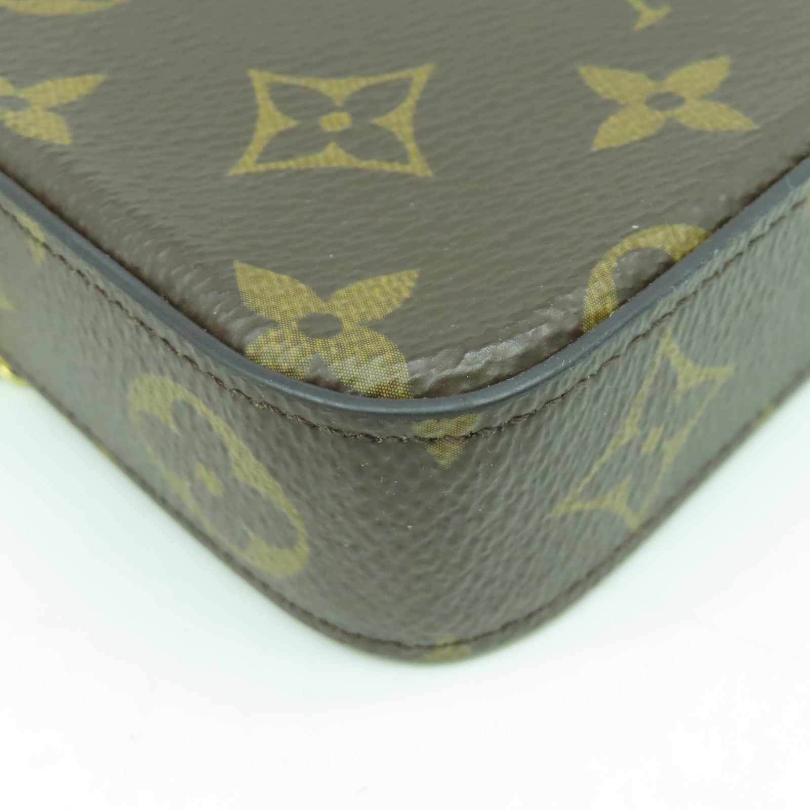 LOUIS VUITTON Monogram Pochette Felicie GM金扣鏈帶肩背袋啡色