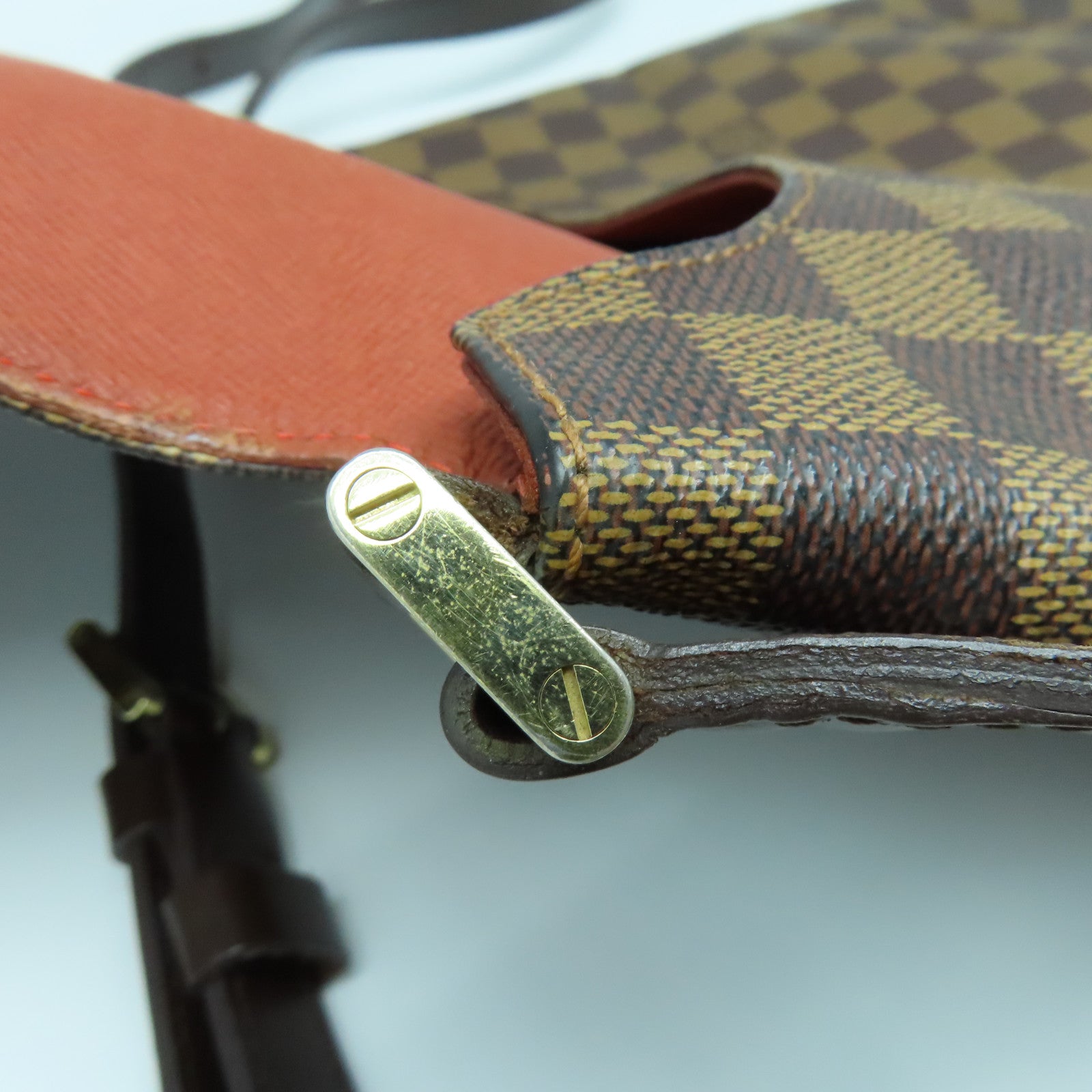 LOUIS VUITTON Damier Musette Salsa Gold Buckle Shoulder Bag Brown