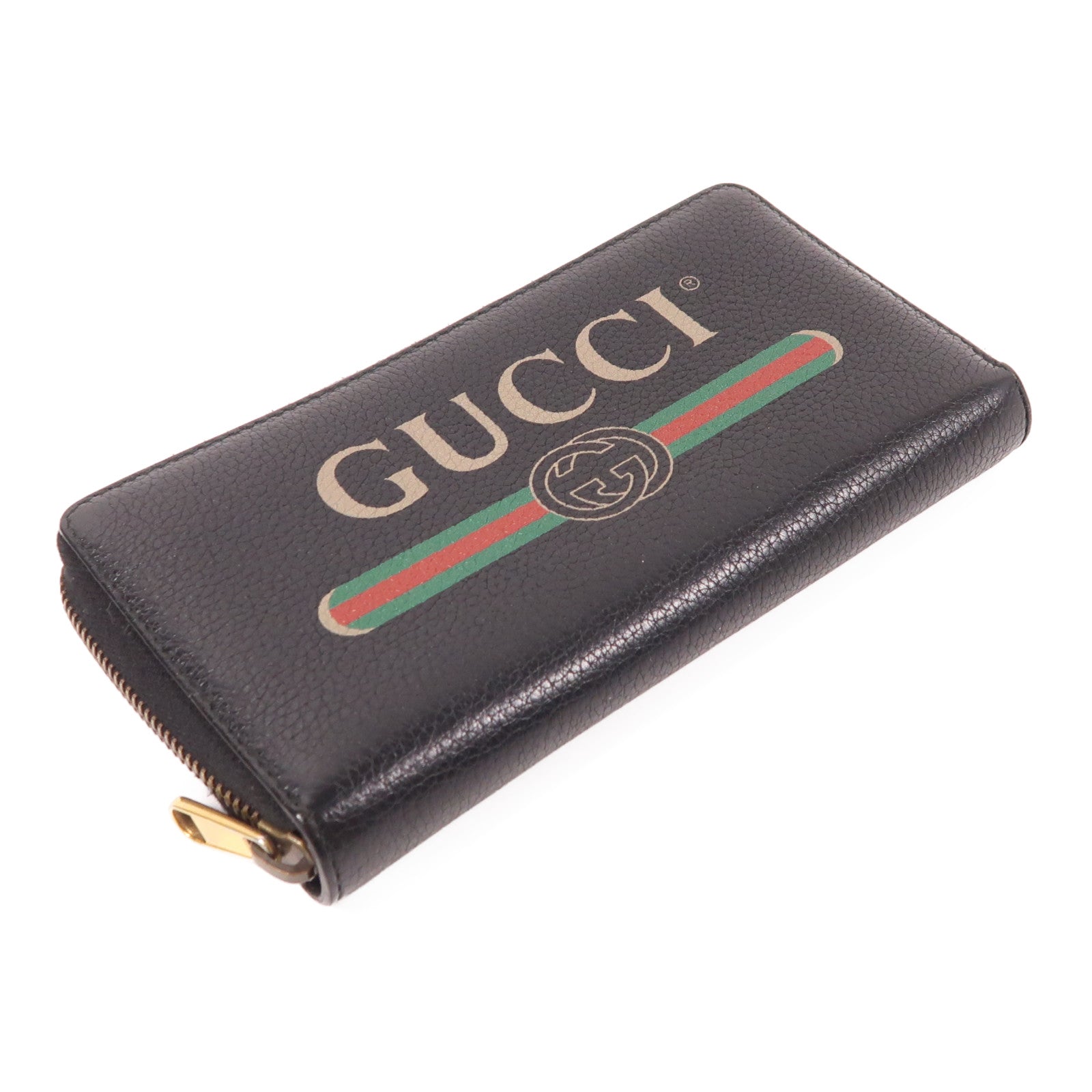 GUCCI GG GHW Long Wallet 496317 Calfskin Leather Black
